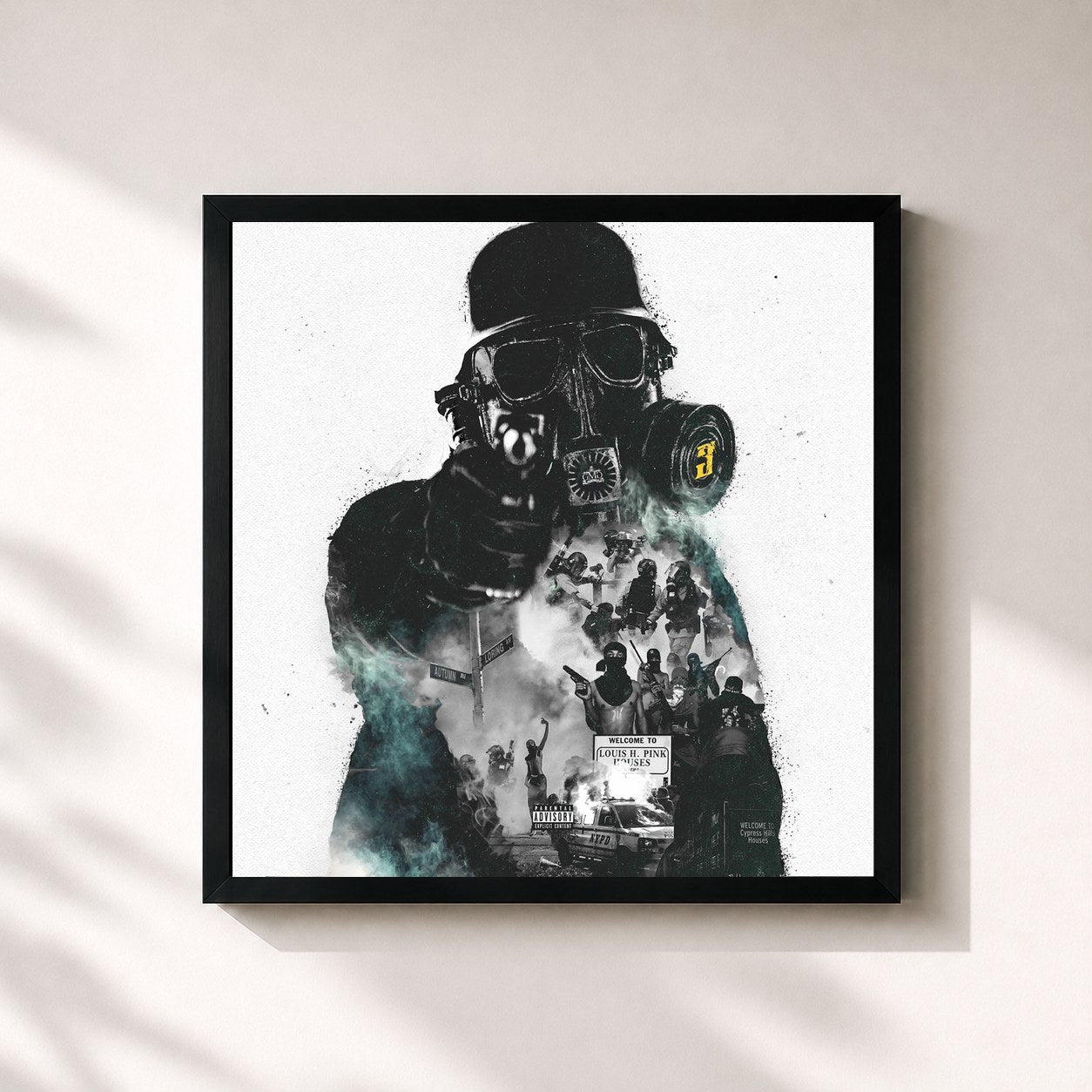 #noir Tableau carré de l'album Don't Come Outside, Vol. 3 de Uncle Murda, cadre noir 32x32 cm