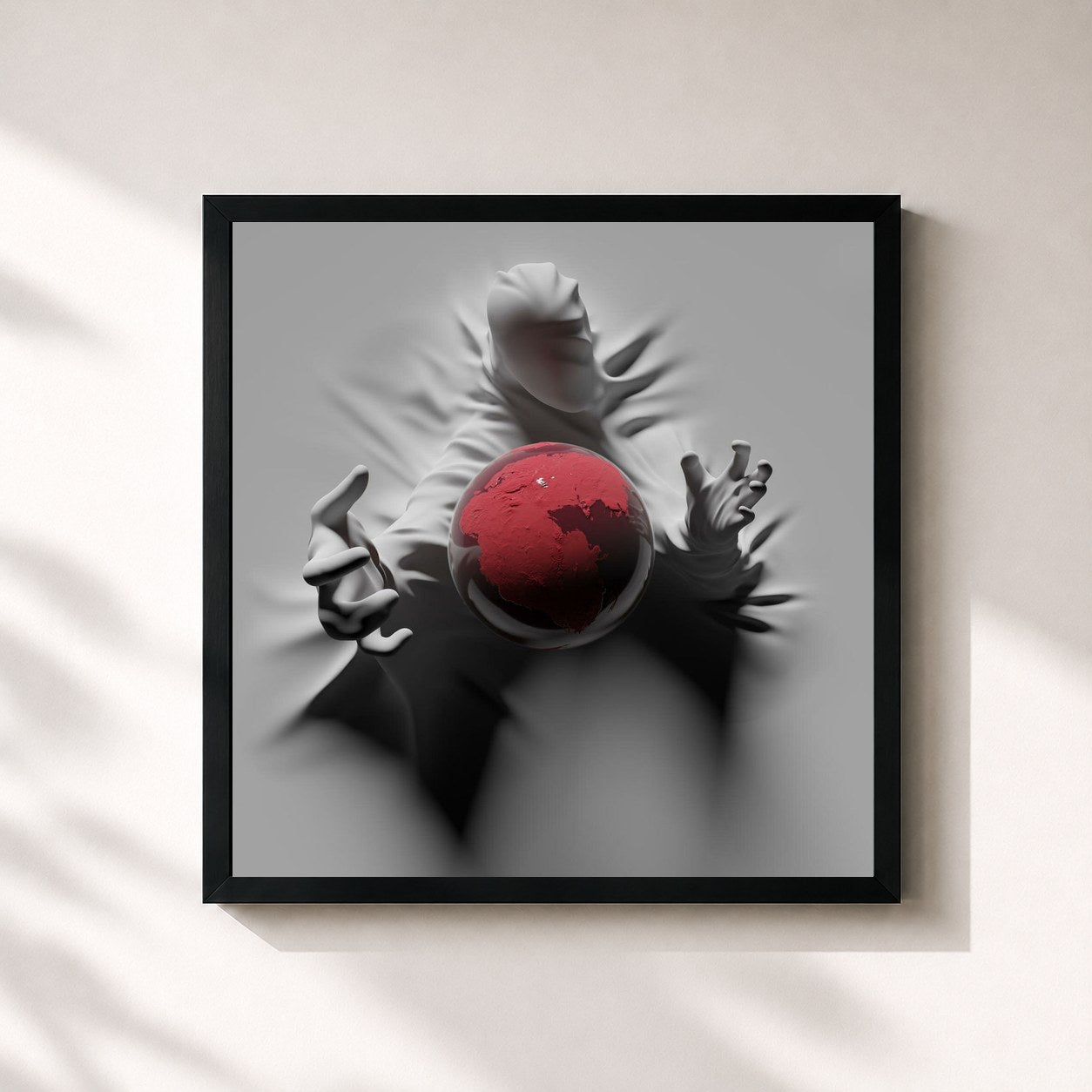 #noir Tableau carré de l'album Pangea de Mahmut Orhan, cadre noir 32x32 cm