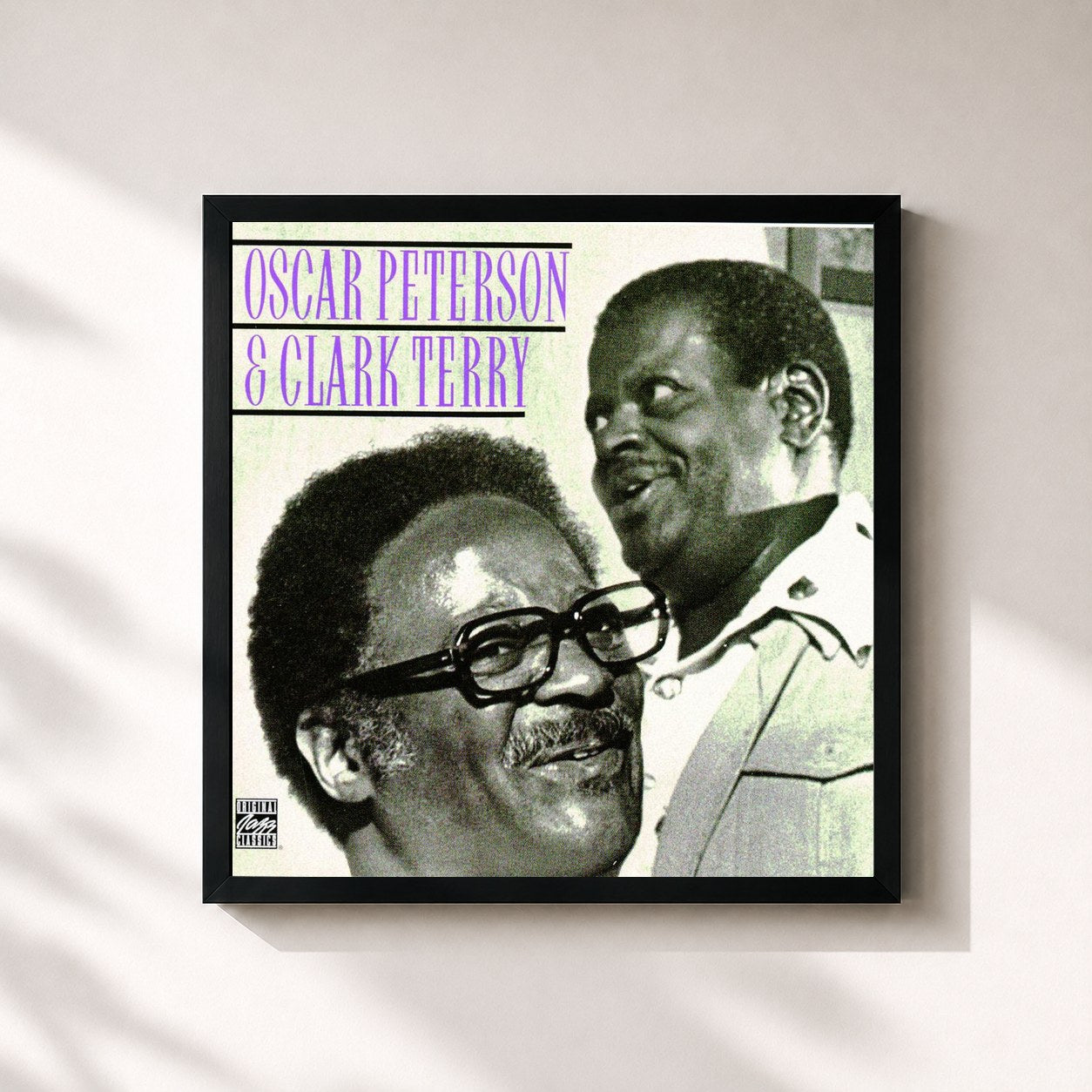 #noir Tableau carré de l'album Oscar Peterson & Clark Terry de Oscar Peterson, cadre noir 32x32 cm