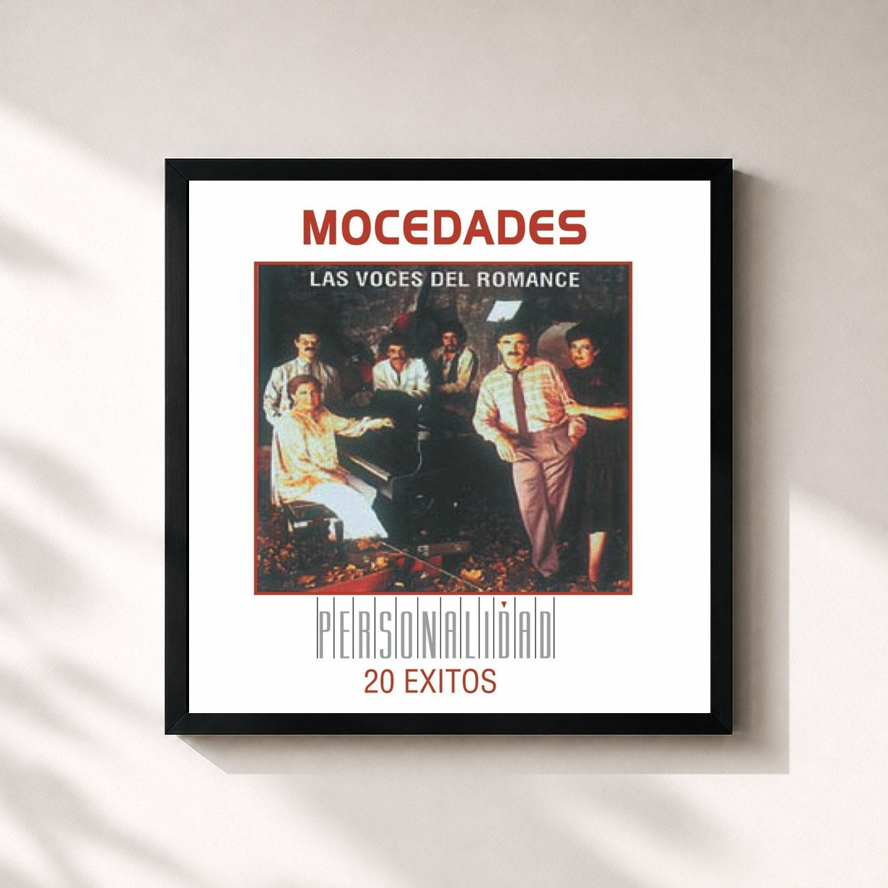 #noir Tableau carré de l'album Personalidad de Mocedades, cadre noir 32x32 cm