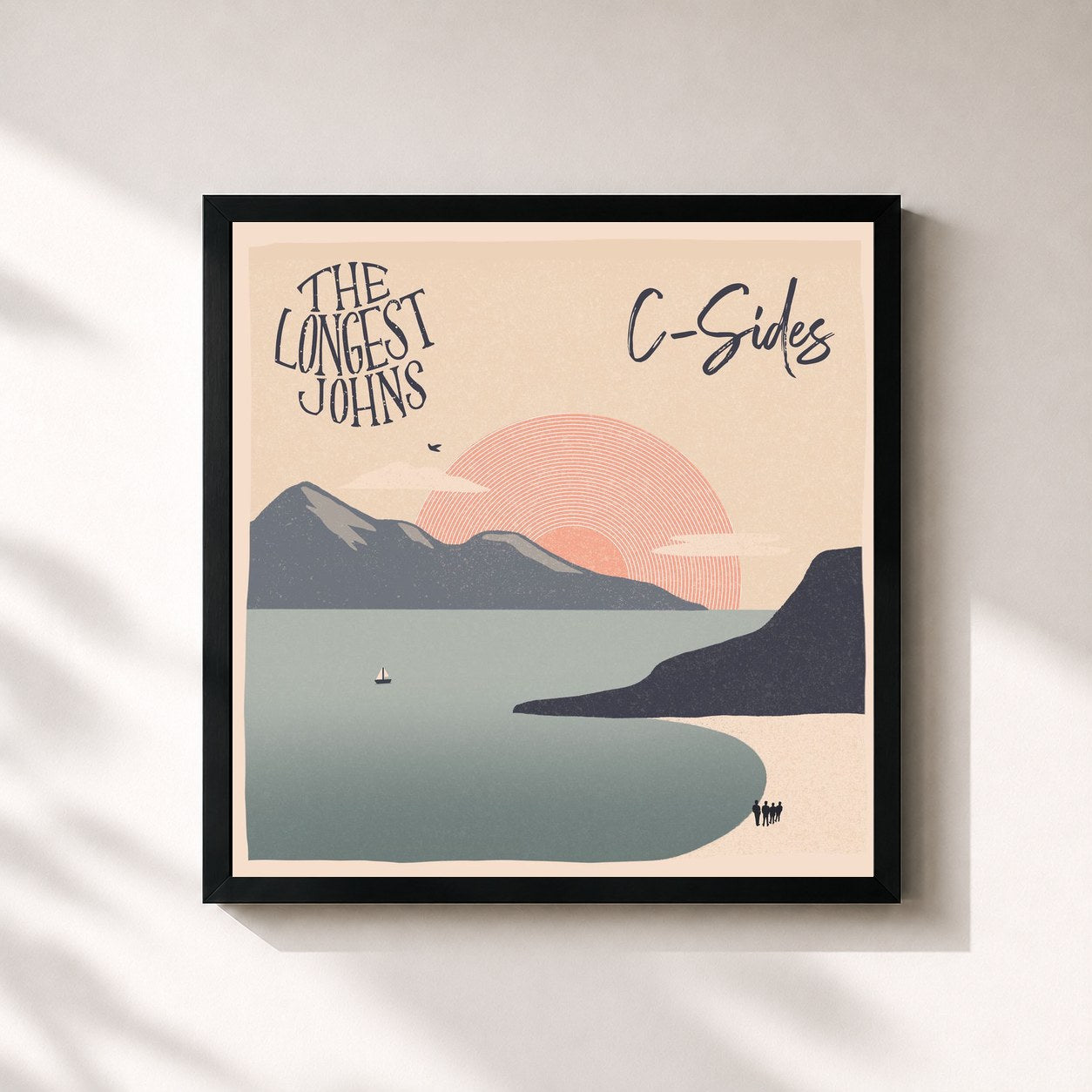 #noir Tableau carré de l'album C-Sides de The Longest Johns, cadre noir 32x32 cm