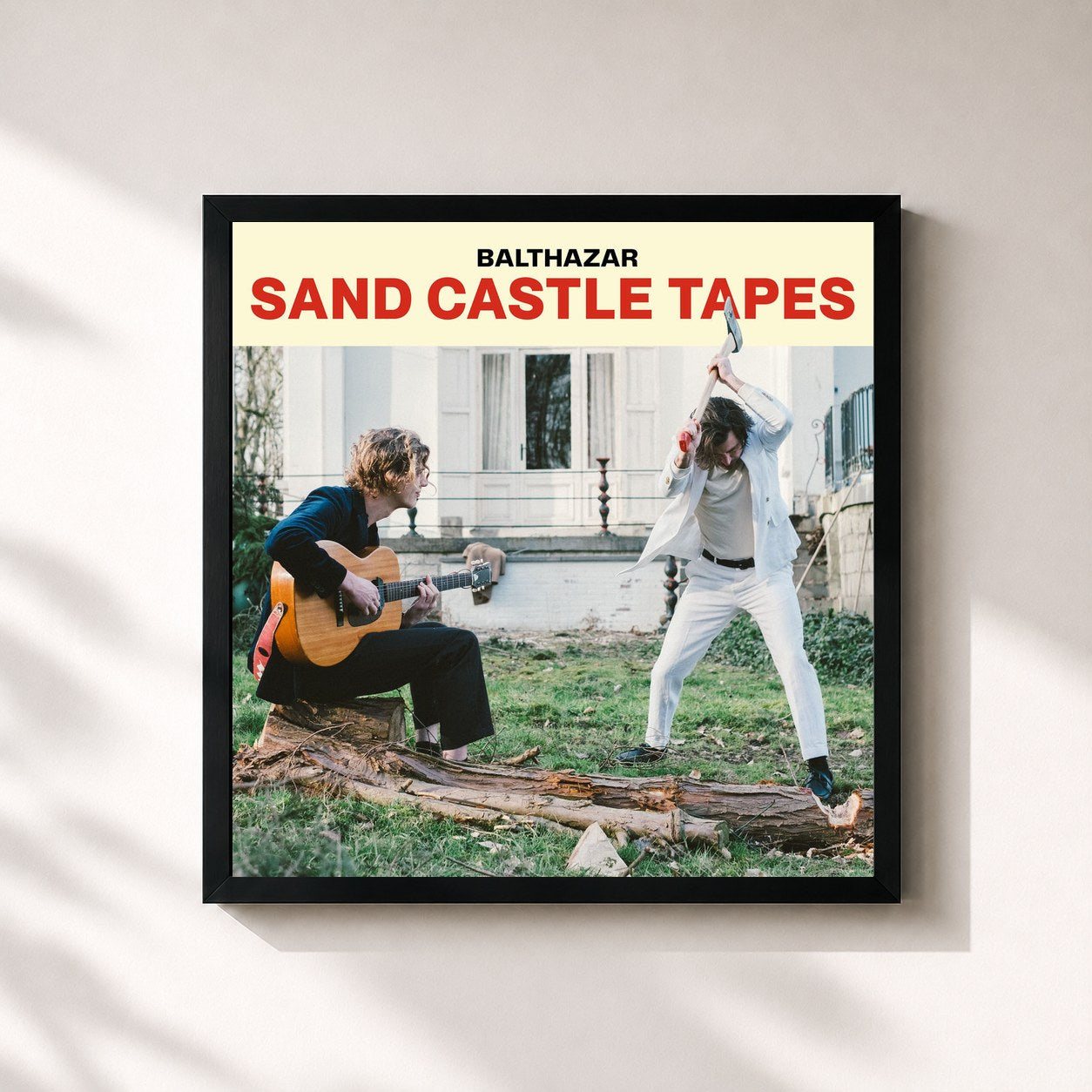 #noir Tableau carré de l'album Sand Castle Tapes de Balthazar, cadre noir 32x32 cm