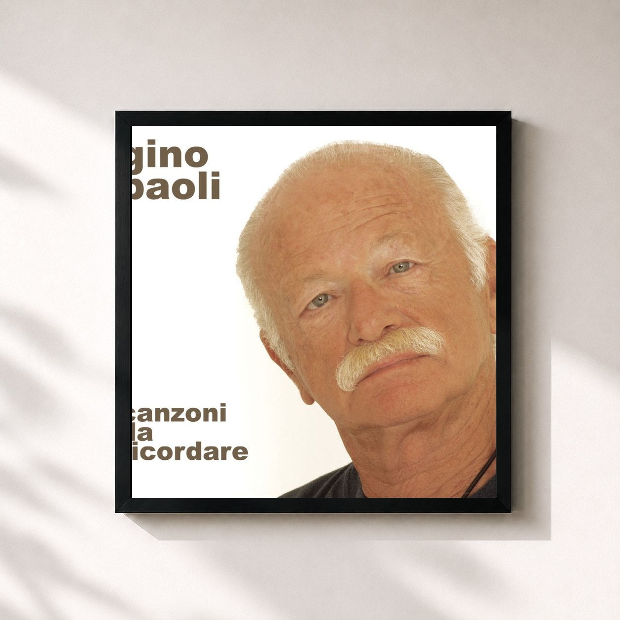 #noir Tableau carré de l'album Canzoni da Ricordare de Gino Paoli, cadre noir 32x32 cm