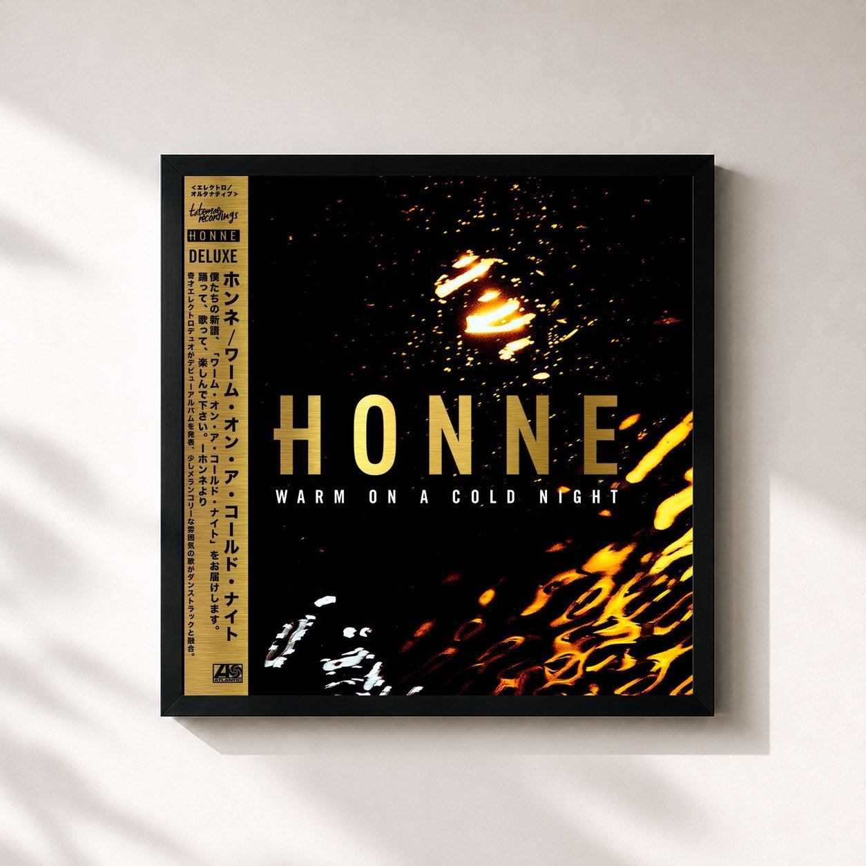 #noir Tableau carré de l'album Warm on a Cold Night (Deluxe) de HONNE, cadre noir 32x32 cm