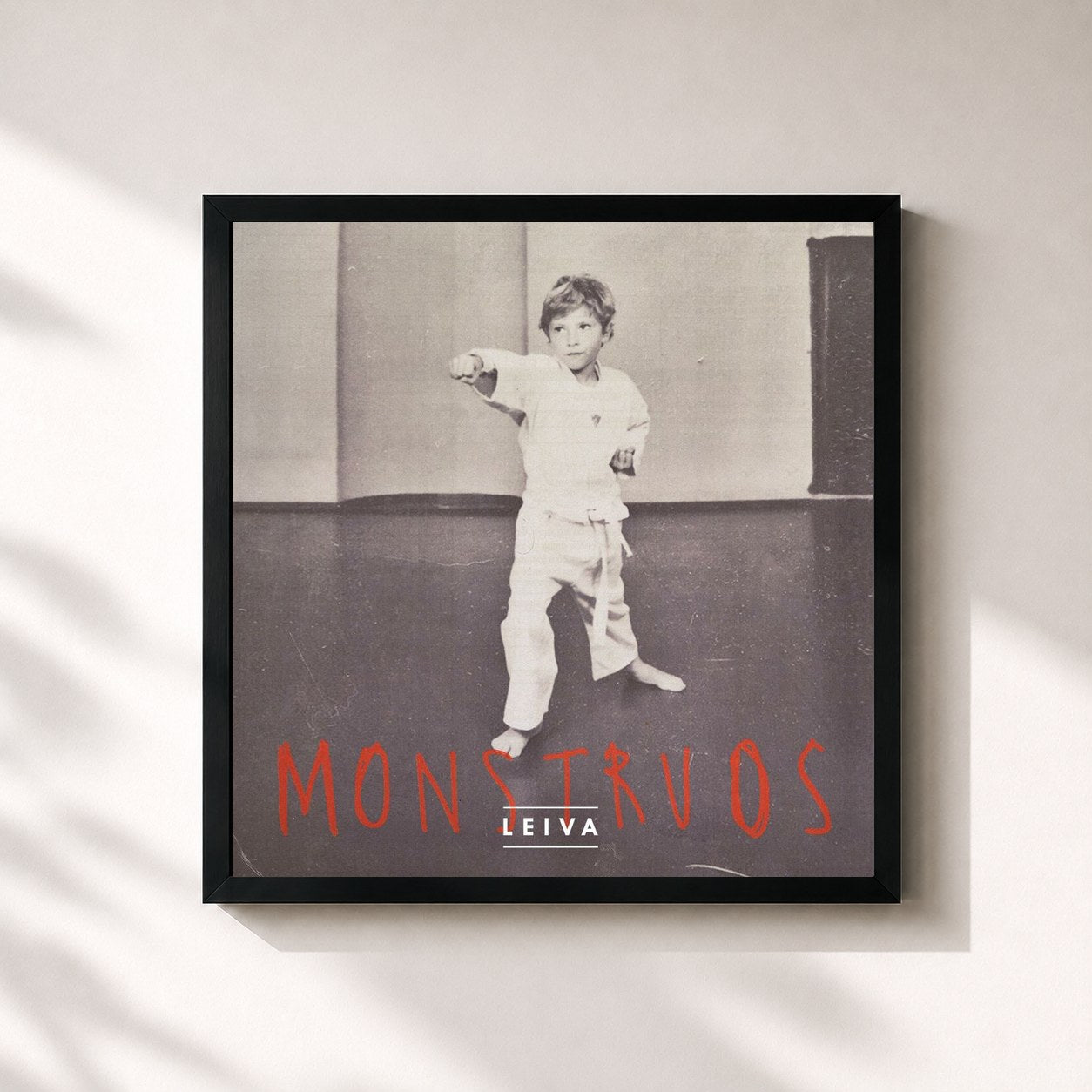 #noir Tableau carré de l'album Monstruos de Leiva, cadre noir 32x32 cm