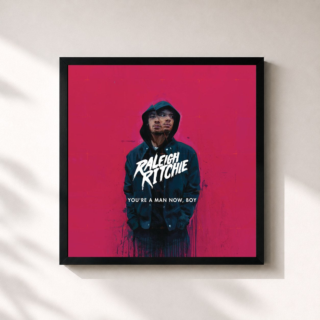 #noir Tableau carré de l'album You're a Man Now, Boy (Deluxe) de Raleigh Ritchie, cadre noir 32x32 cm