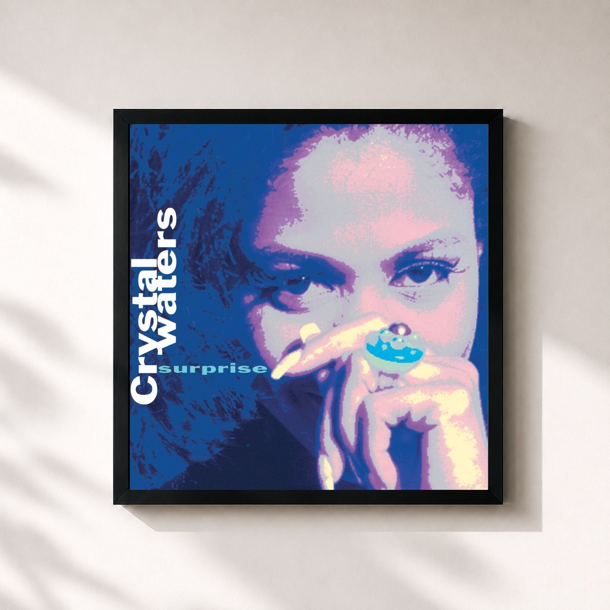 #noir Tableau carré de l'album Surprise de Crystal Waters, cadre noir 32x32 cm