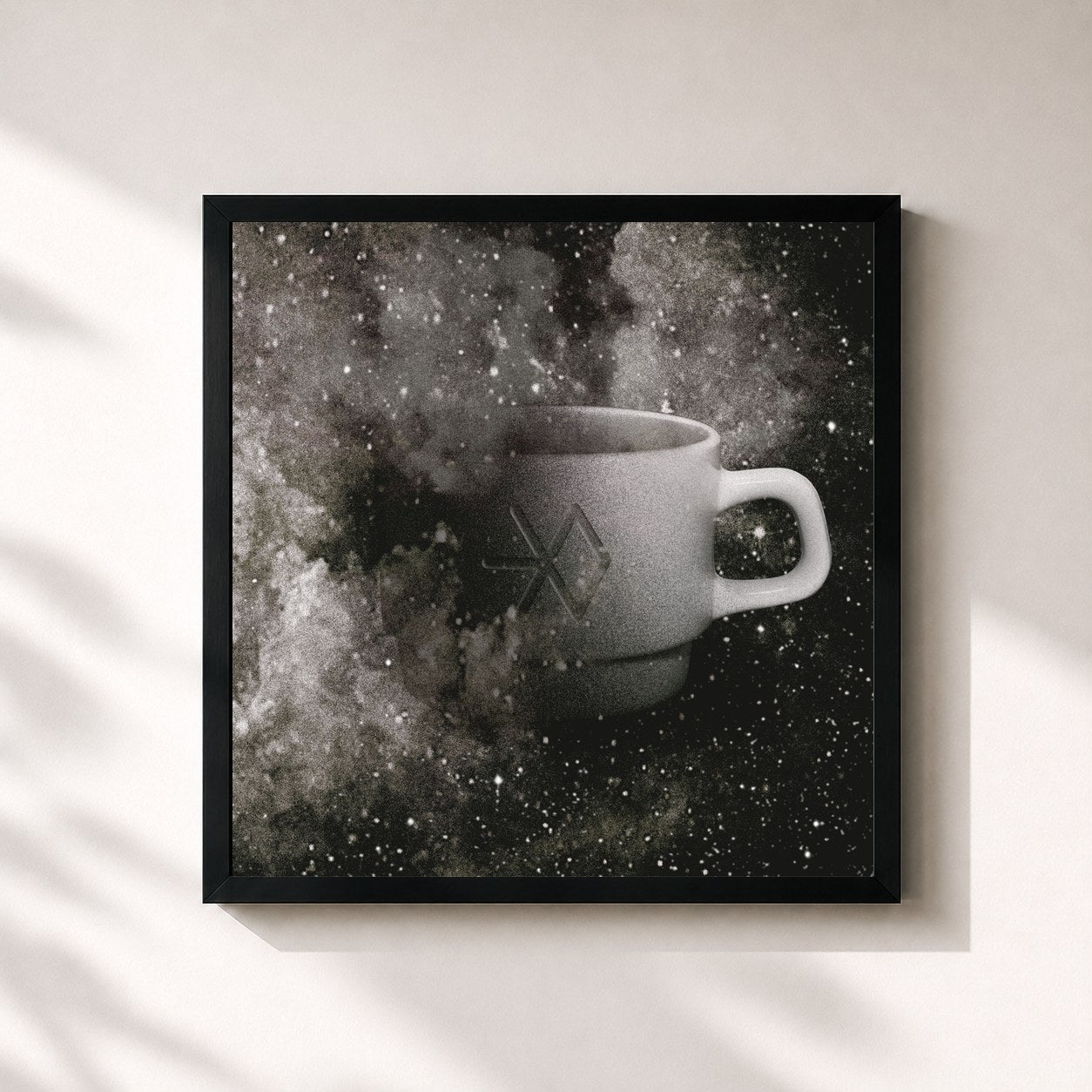 #noir Tableau carré de l'album Universe – Winter Special Album, 2017 de EXO, cadre noir 32x32 cm