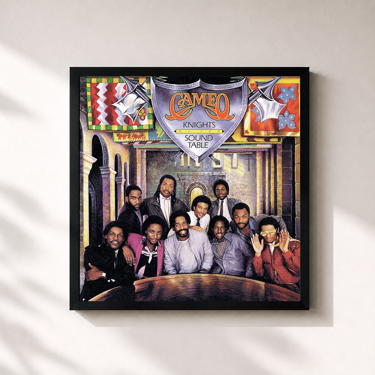 #noir Tableau carré de l'album Knights Of The Sound Table de Cameo, cadre noir 32x32 cm