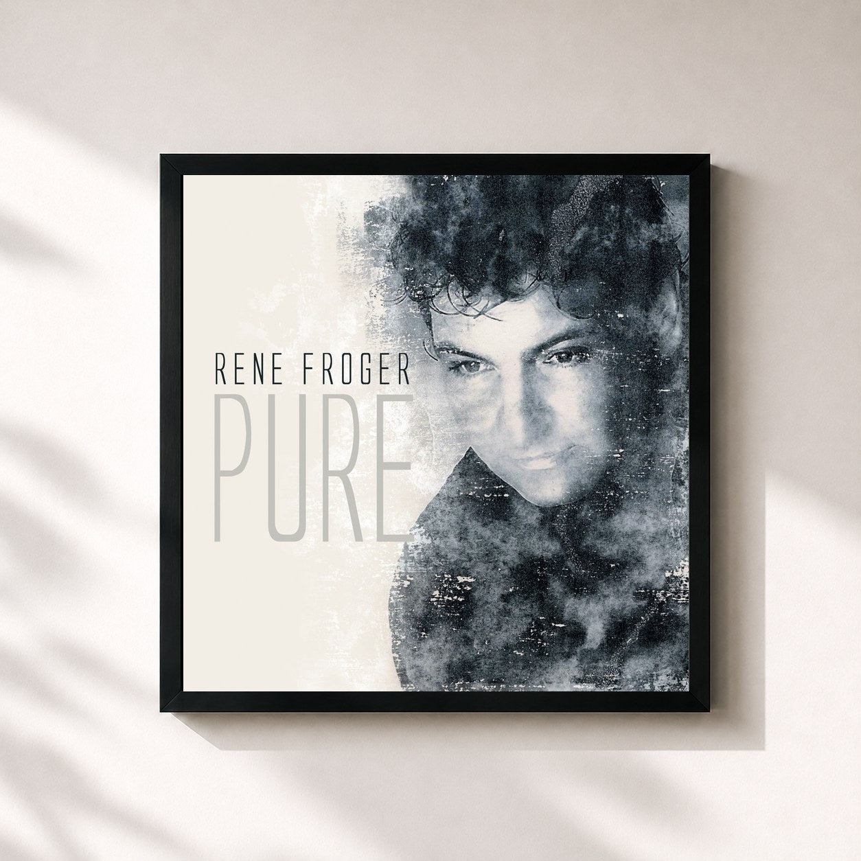#noir Tableau carré de l'album Pure de Rene Froger, cadre noir 32x32 cm