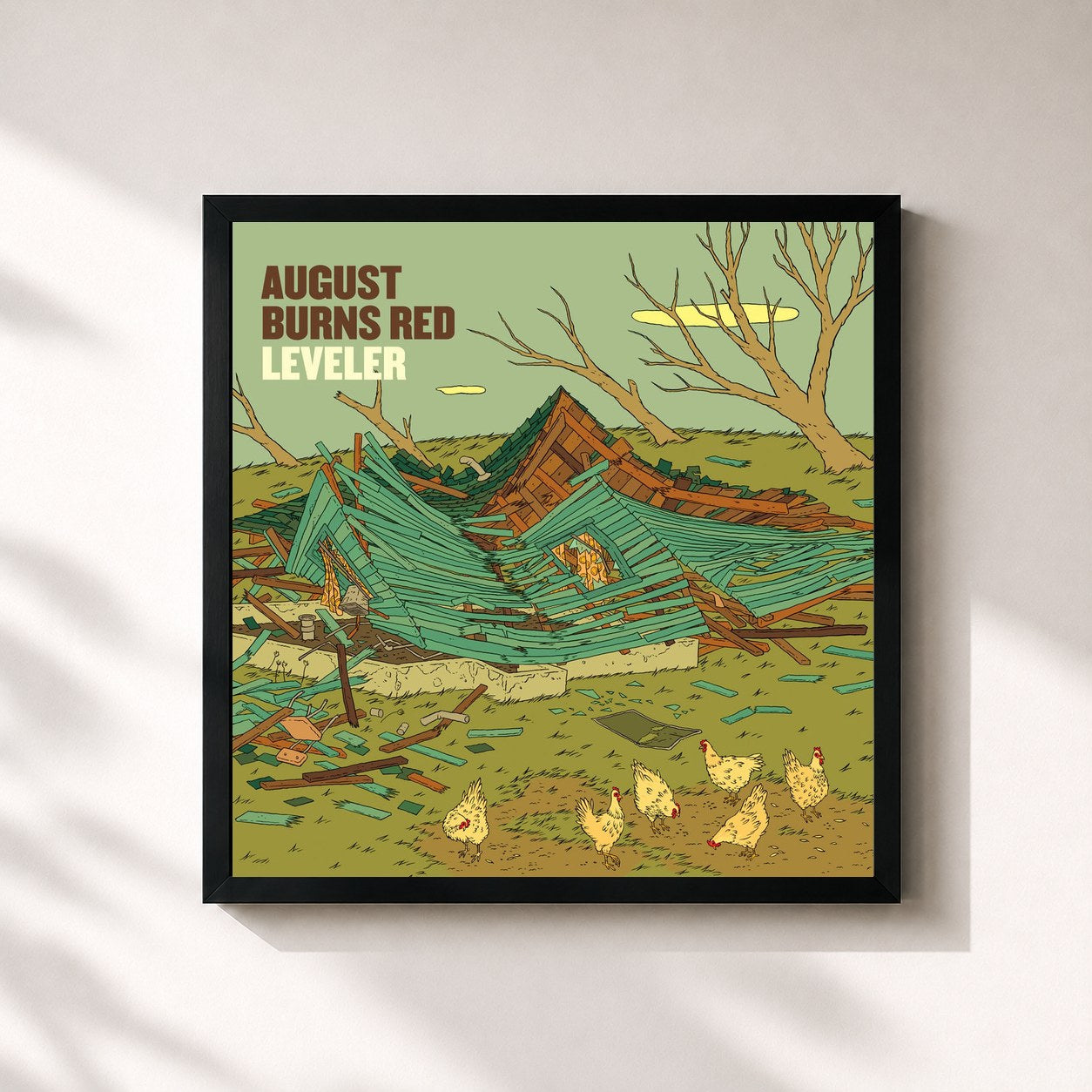 #noir Tableau carré de l'album Leveler de August Burns Red, cadre noir 32x32 cm