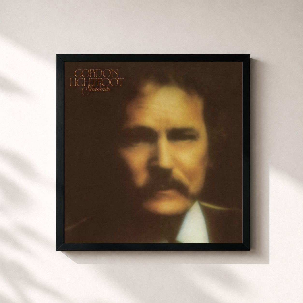 #noir Tableau carré de l'album Shadows de Gordon Lightfoot, cadre noir 32x32 cm