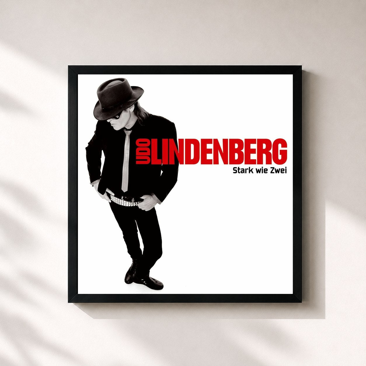 #noir Tableau carré de l'album Stark wie Zwei de Udo Lindenberg, cadre noir 32x32 cm