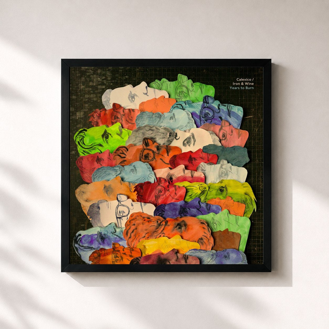 #noir Tableau carré de l'album Years to Burn de Calexico, cadre noir 32x32 cm