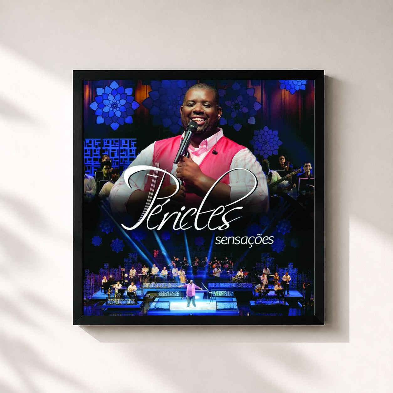 #noir Tableau carré de l'album Sensações de Péricles, cadre noir 32x32 cm