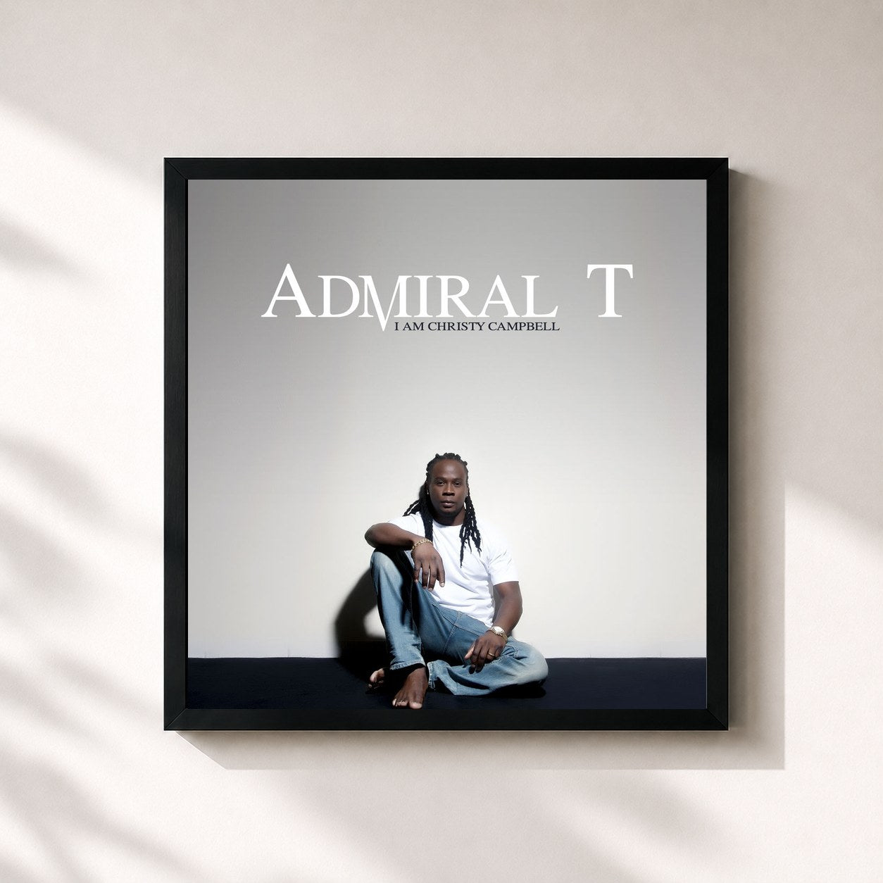 #noir Tableau carré de l'album I Am Christy Campbell de Admiral T, cadre noir 32x32 cm