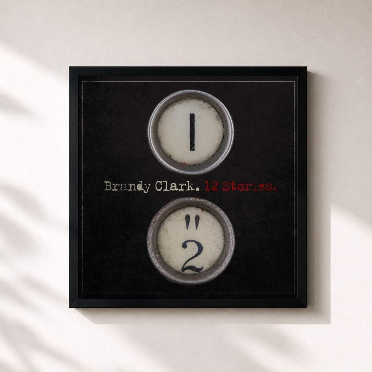 #noir Tableau carré de l'album 12 Stories de Brandy Clark, cadre noir 32x32 cm