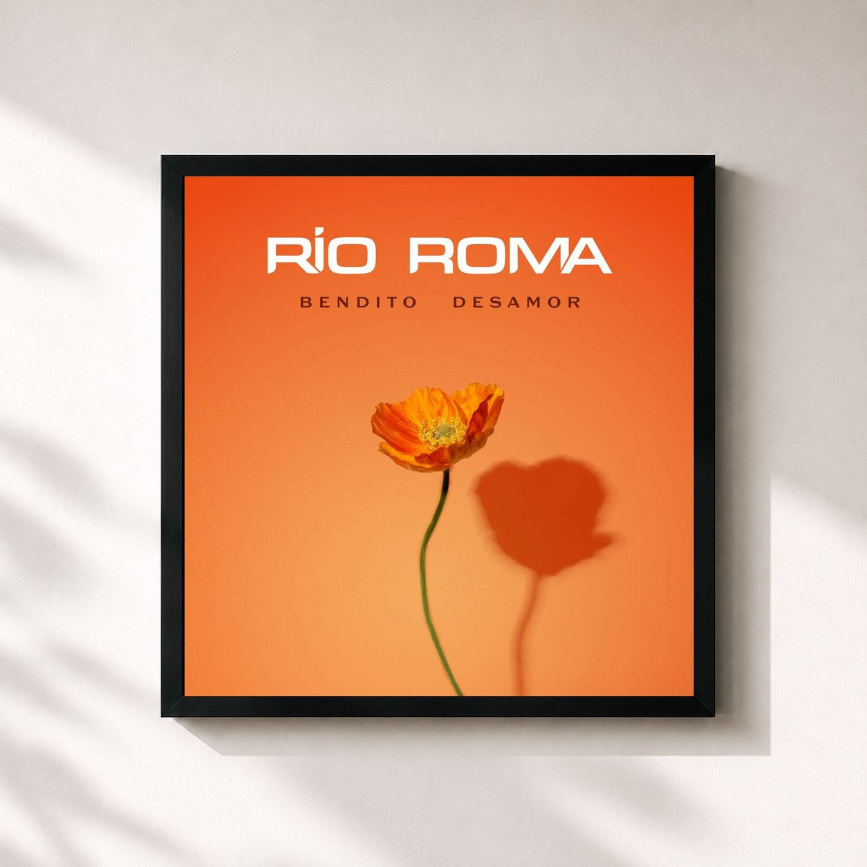 #noir Tableau carré de l'album Bendito Desamor de Río Roma, cadre noir 32x32 cm