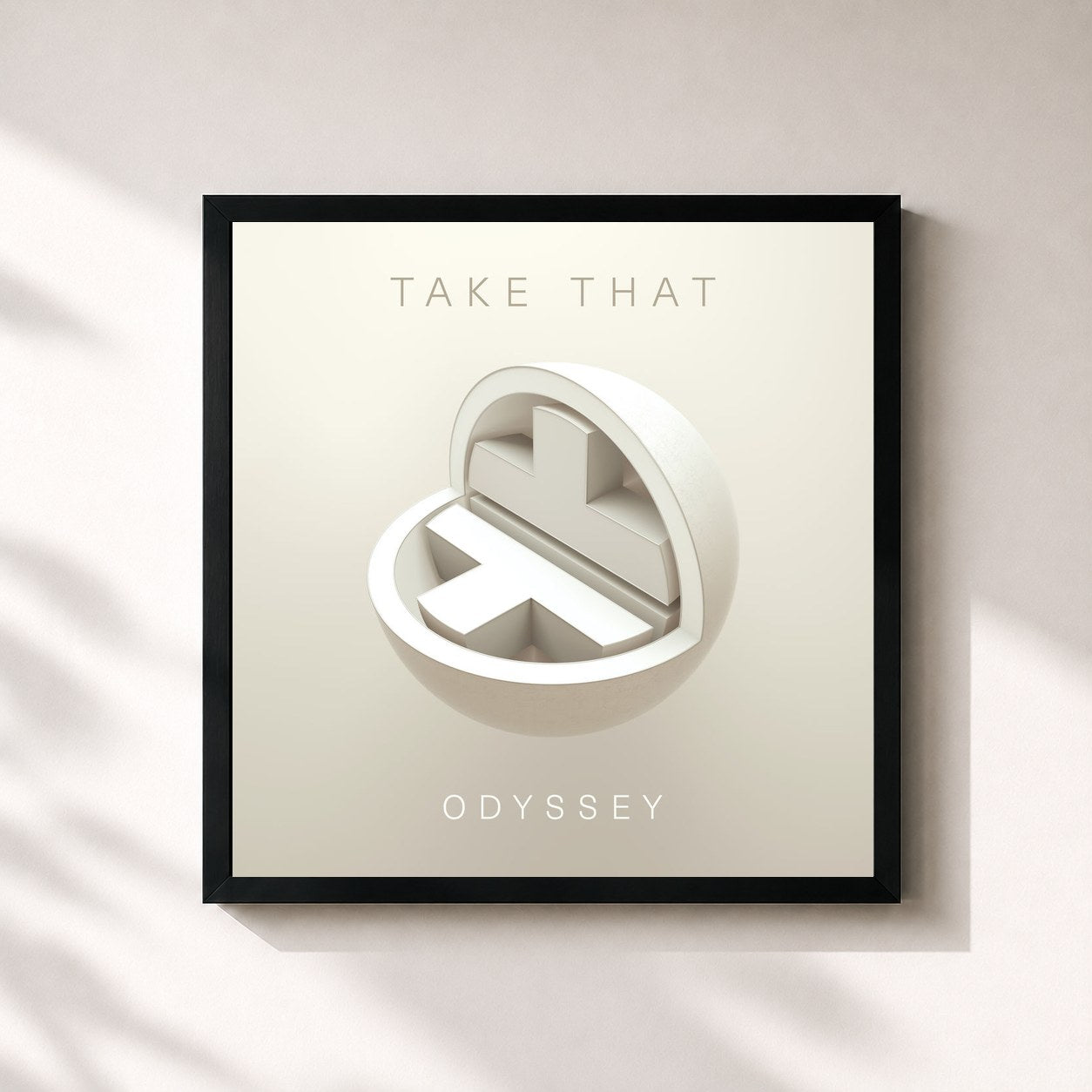 #noir Tableau carré de l'album Odyssey de Take That, cadre noir 32x32 cm