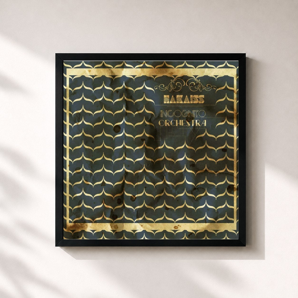 #noir Tableau carré de l'album Incognito Orchestra de Haikaiss, cadre noir 32x32 cm