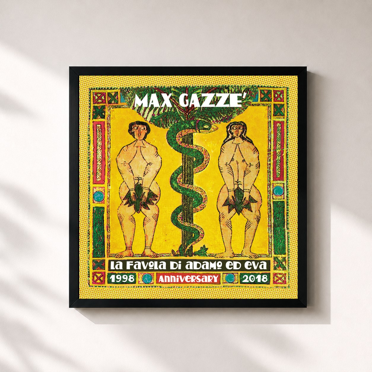 #noir Tableau carré de l'album La Favola Di Adamo Ed Eva (Remastered 2018) de Max Gazzè, cadre noir 32x32 cm