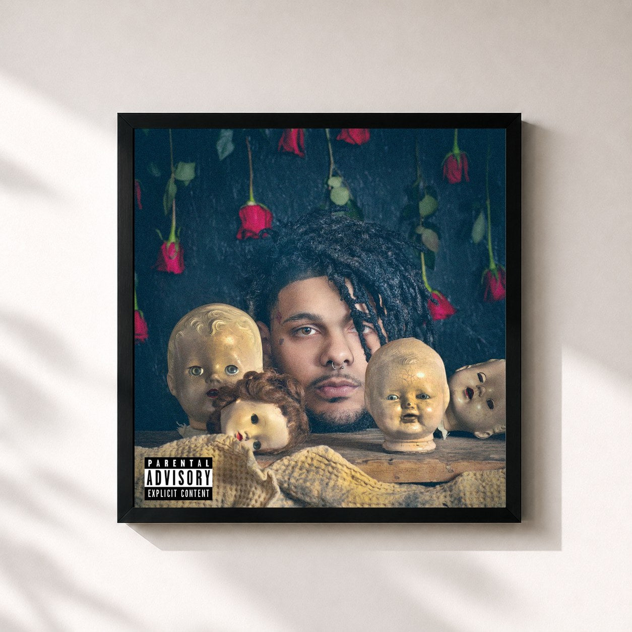 #noir Tableau carré de l'album Deadstar 2 de Smokepurpp, cadre noir 32x32 cm