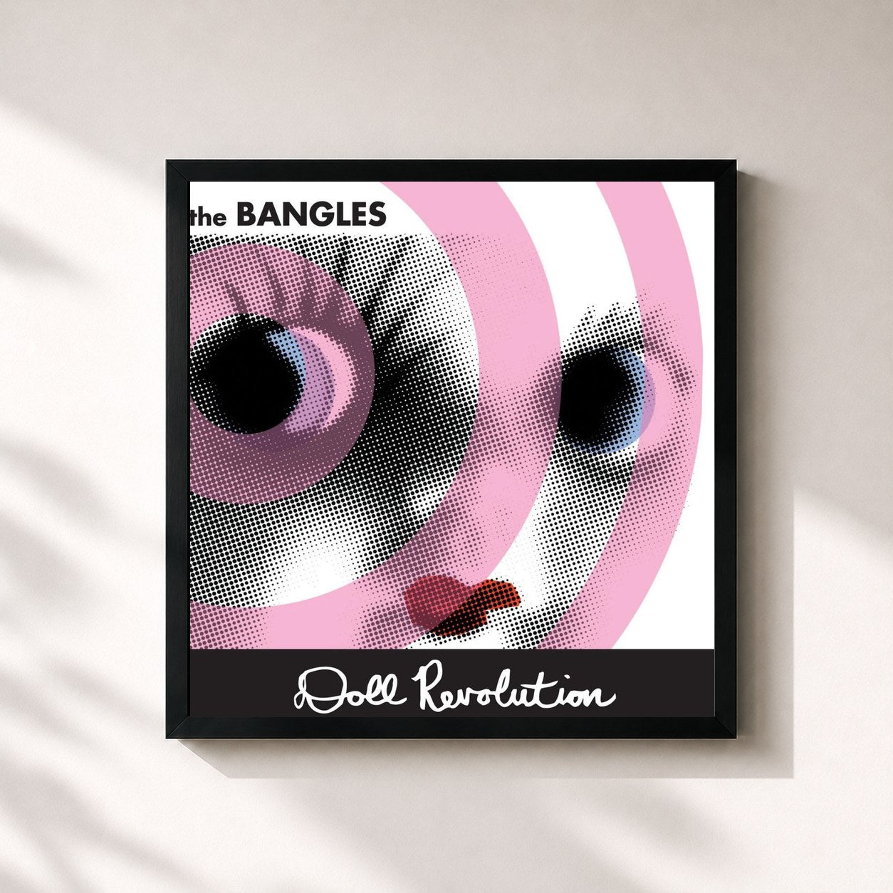 #noir Tableau carré de l'album Doll Revolution de The Bangles, cadre noir 32x32 cm