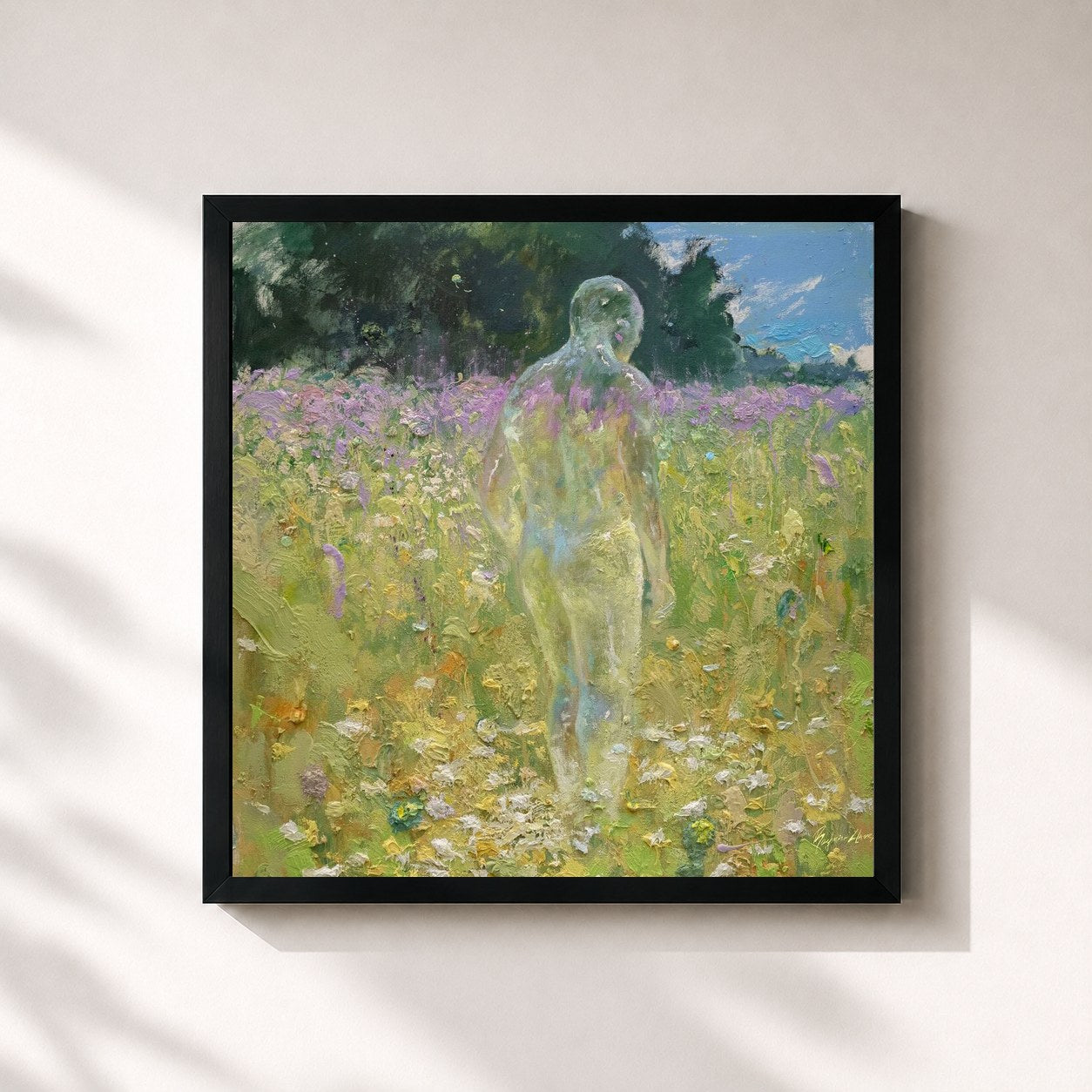 #noir Tableau carré de l'album ESENCIA de HUMBE, cadre noir 32x32 cm