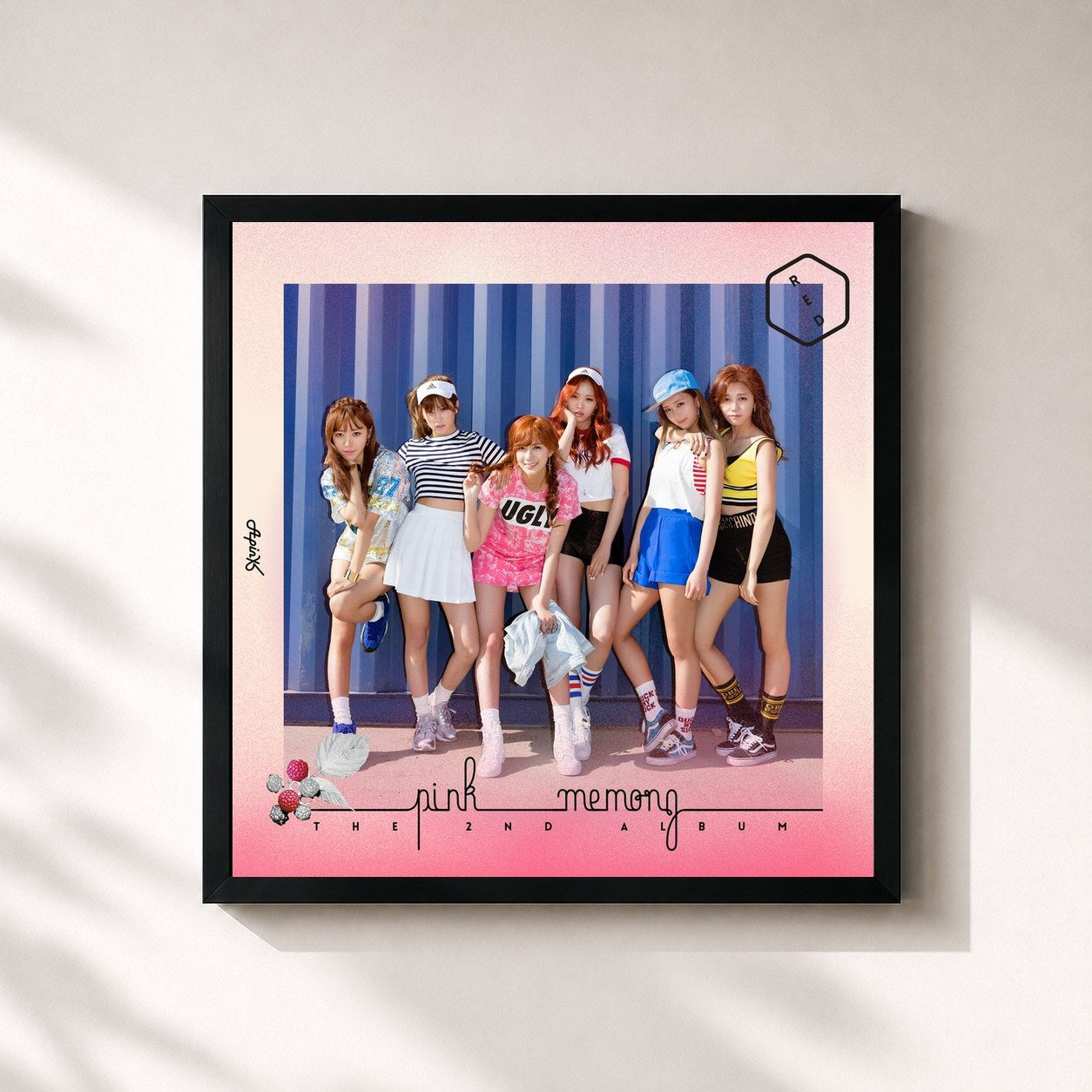 #noir Tableau carré de l'album Pink MEMORY de Apink, cadre noir 32x32 cm