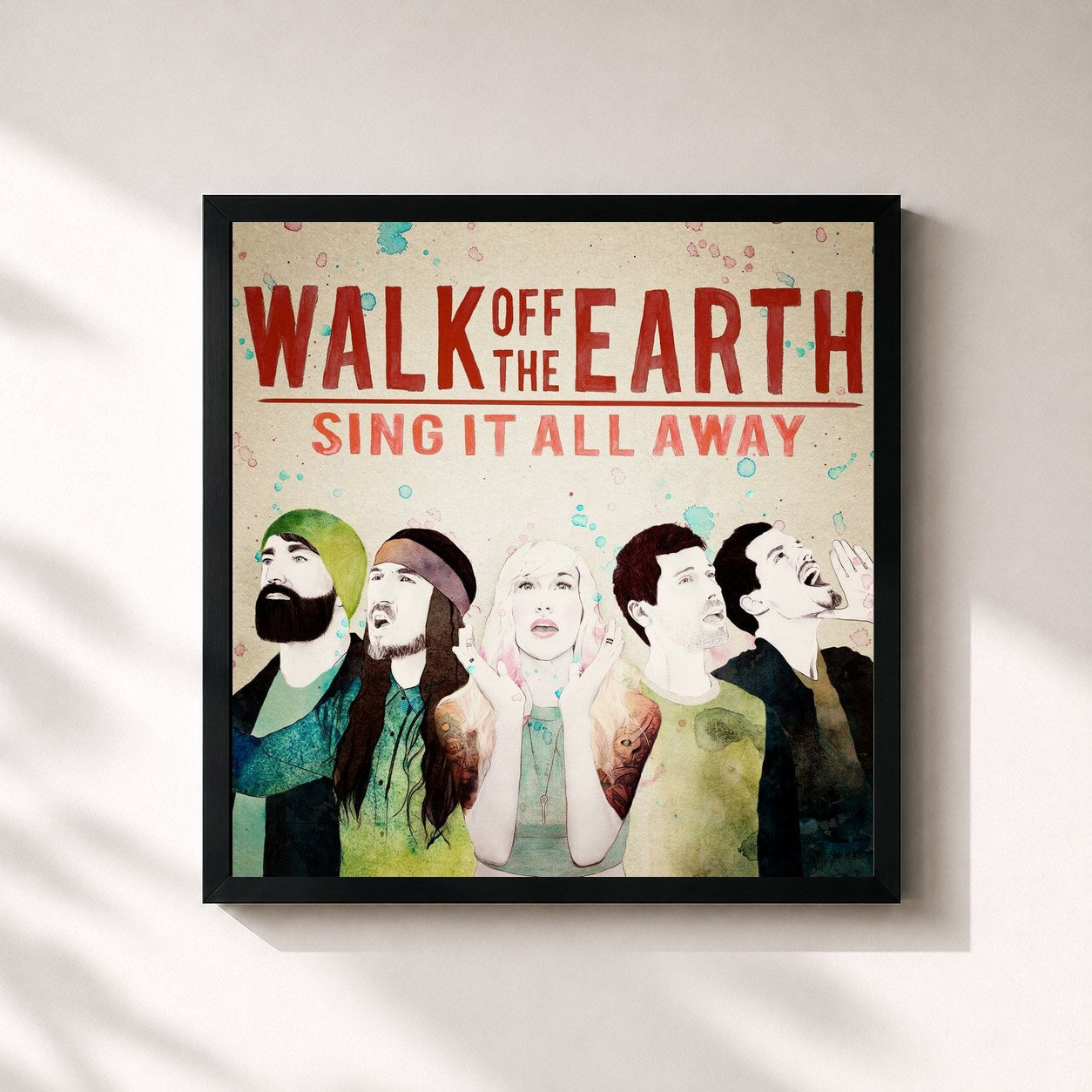 #noir Tableau carré de l'album Sing It All Away de Walk Off the Earth, cadre noir 32x32 cm