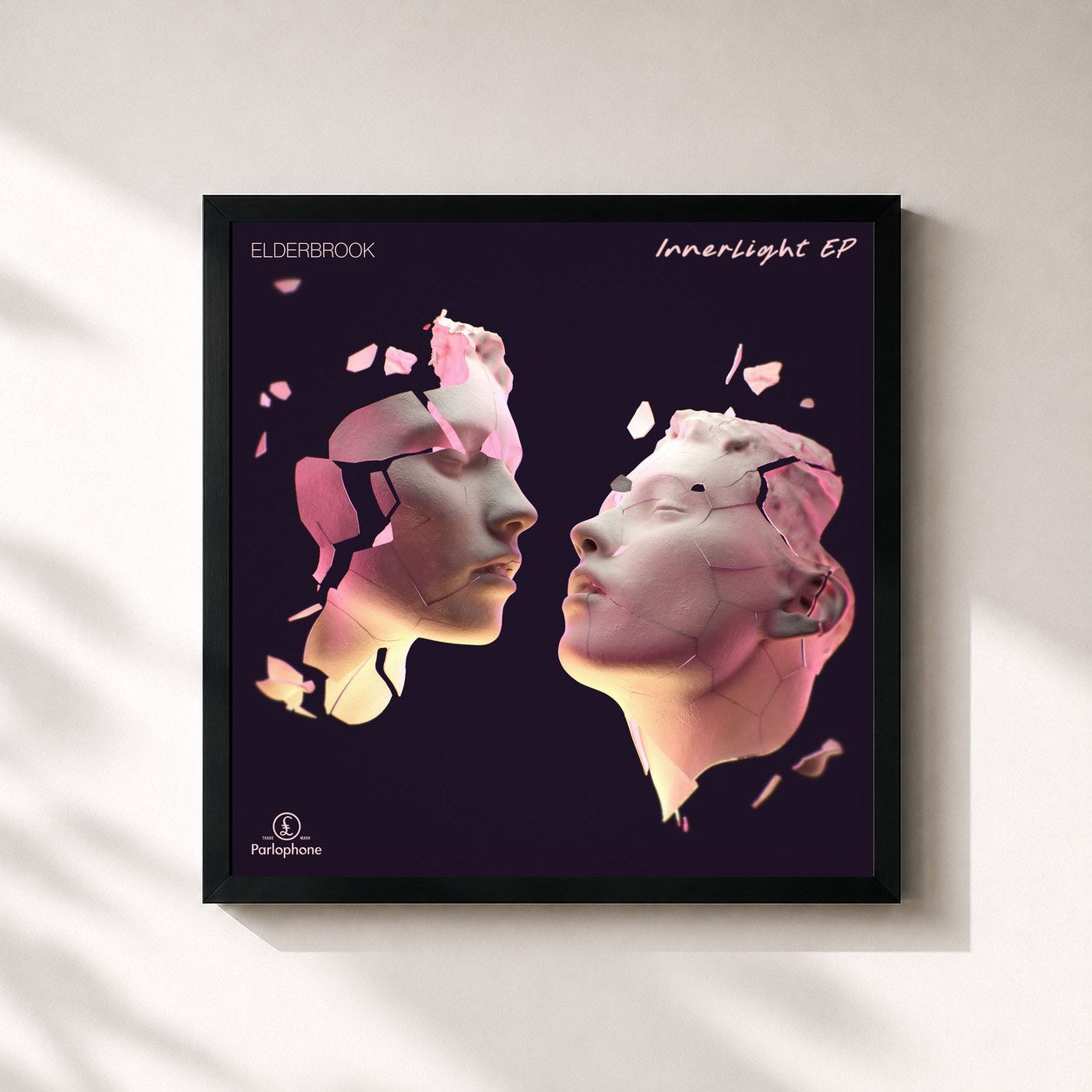 #noir Tableau carré de l'album Innerlight EP de Elderbrook, cadre noir 32x32 cm