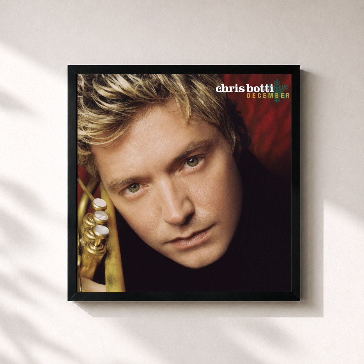 #noir Tableau carré de l'album December de Chris Botti, cadre noir 32x32 cm