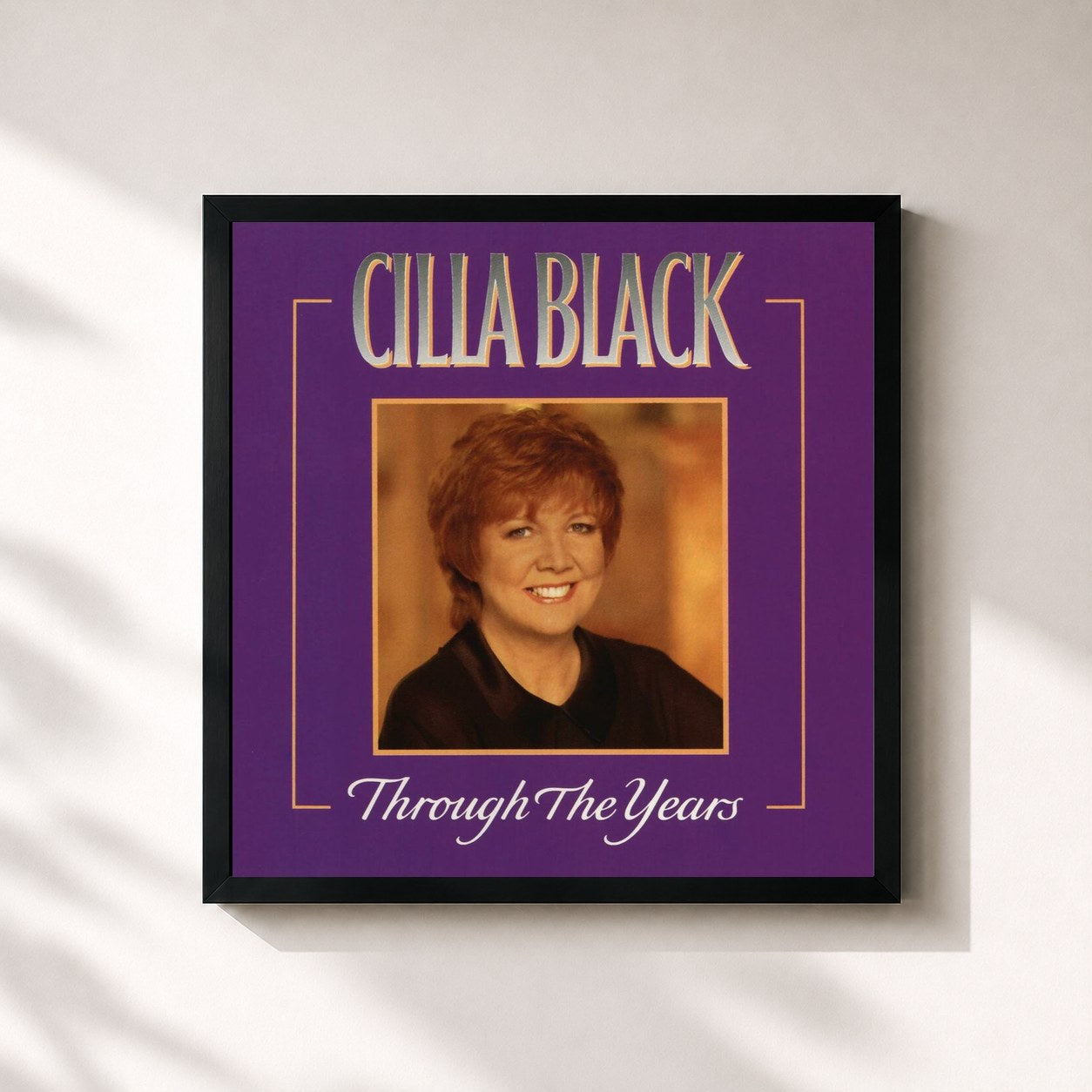 #noir Tableau carré de l'album Through the Years de Cilla Black, cadre noir 32x32 cm