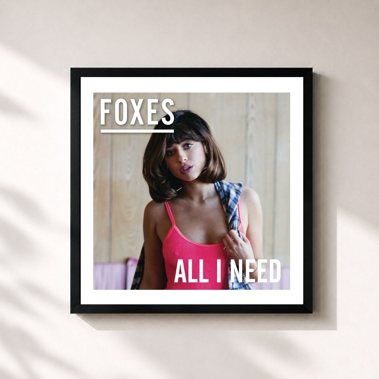 #noir Tableau carré de l'album All I Need (Deluxe Version) de Foxes, cadre noir 32x32 cm