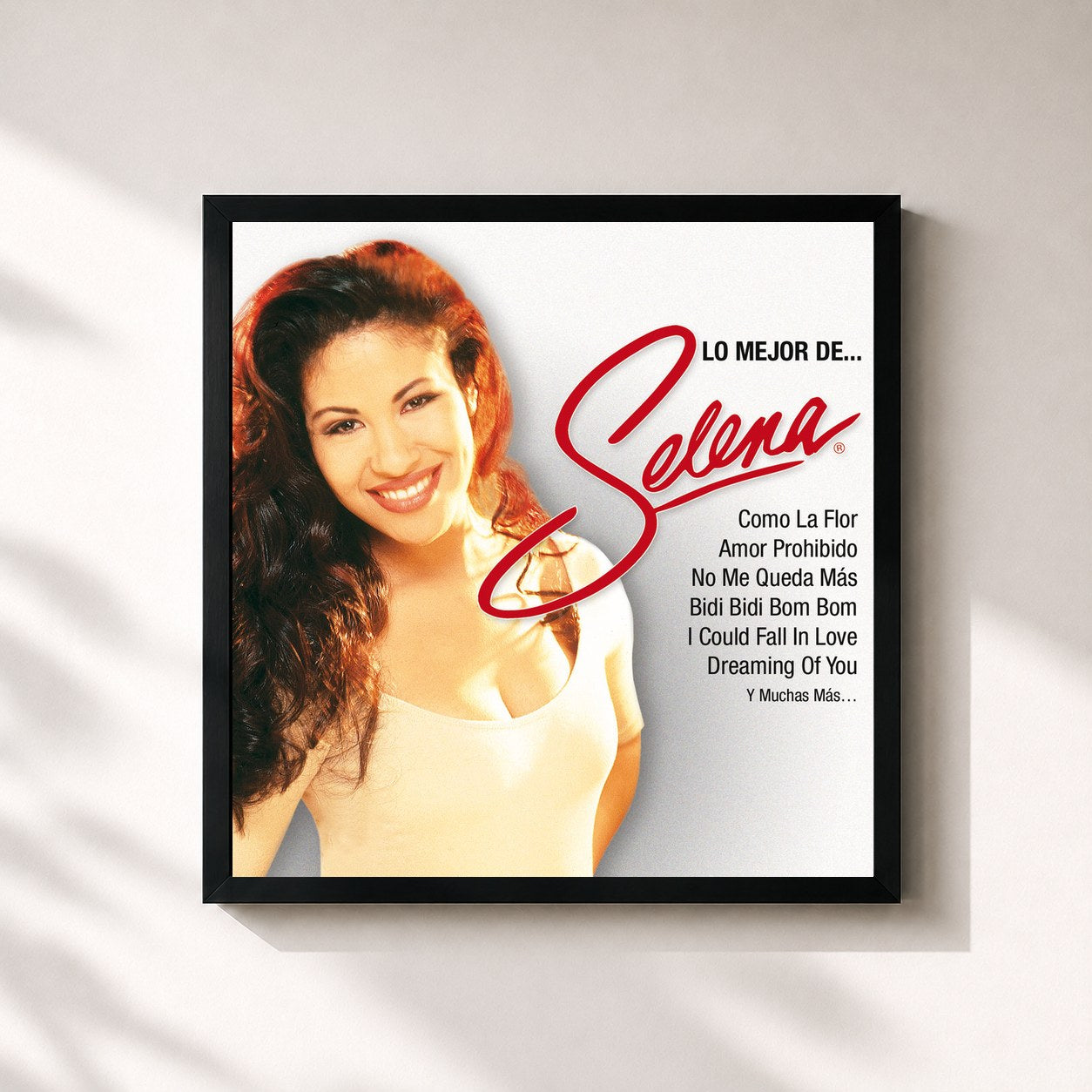 #noir Tableau carré de l'album Lo Mejor De… de Selena, cadre noir 32x32 cm