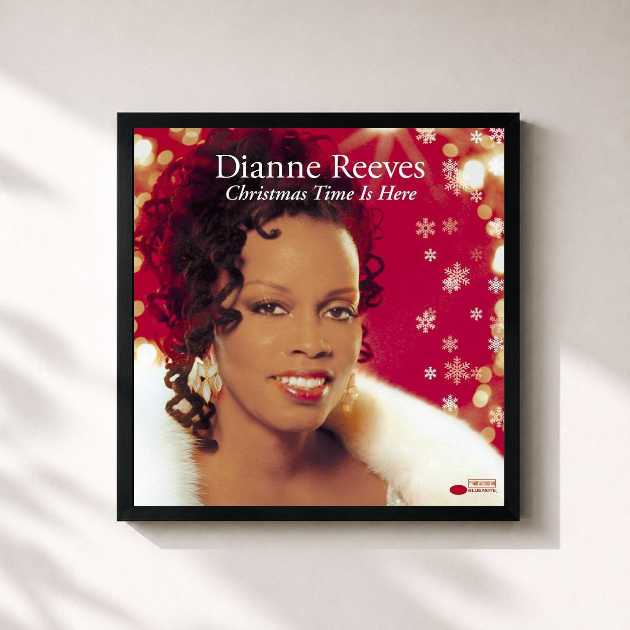 #noir Tableau carré de l'album Christmas Time Is Here de Dianne Reeves, cadre noir 32x32 cm