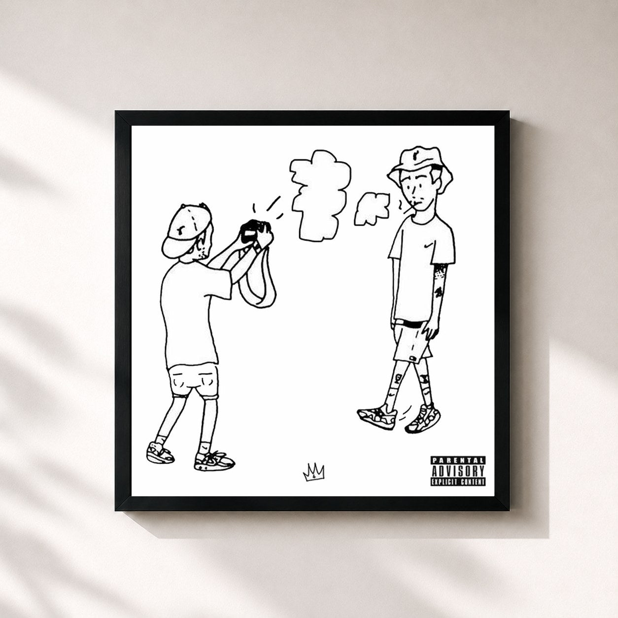 #noir Tableau carré de l'album Player Hater de Rels B, cadre noir 32x32 cm