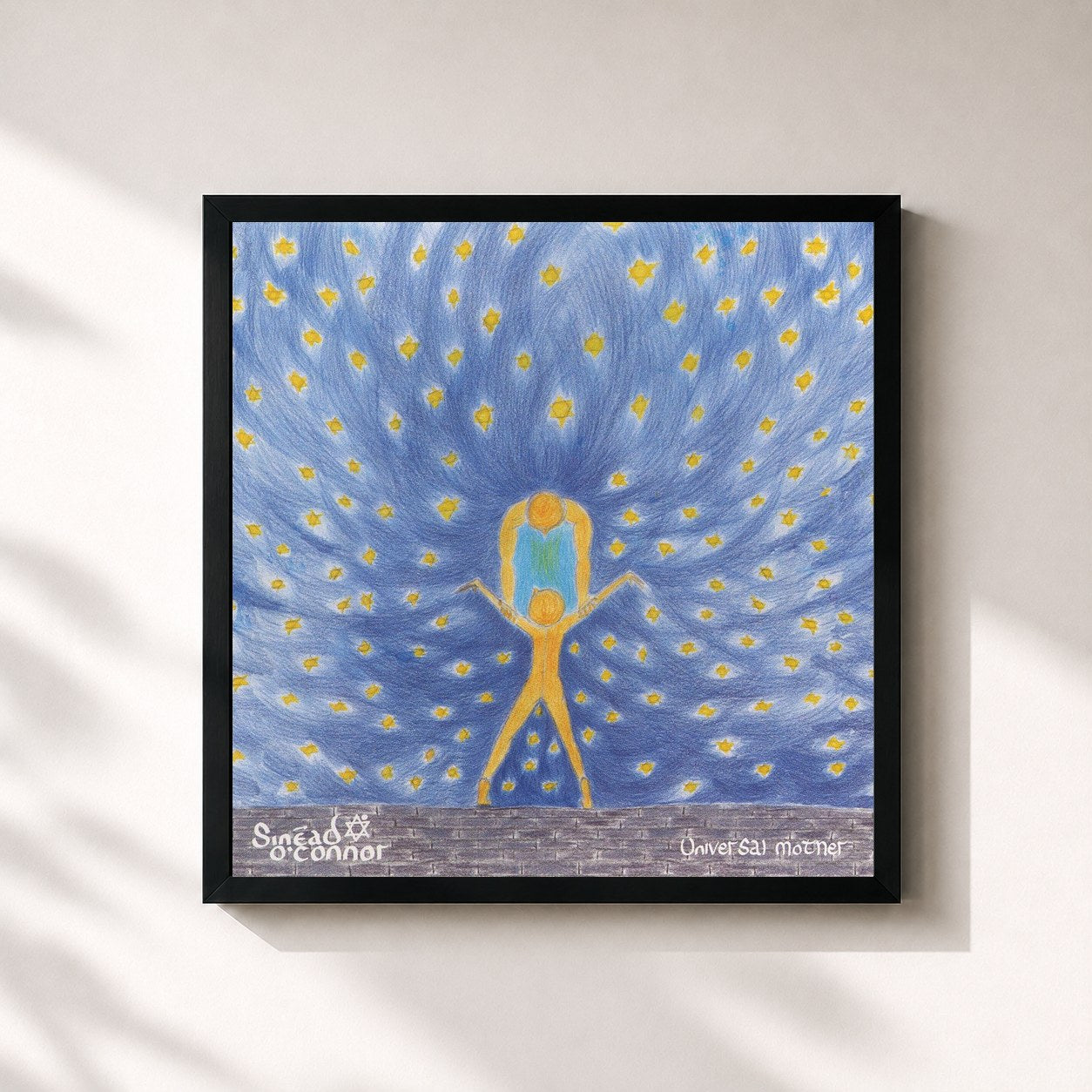 #noir Tableau carré de l'album Universal Mother de Sinéad O'Connor, cadre noir 32x32 cm