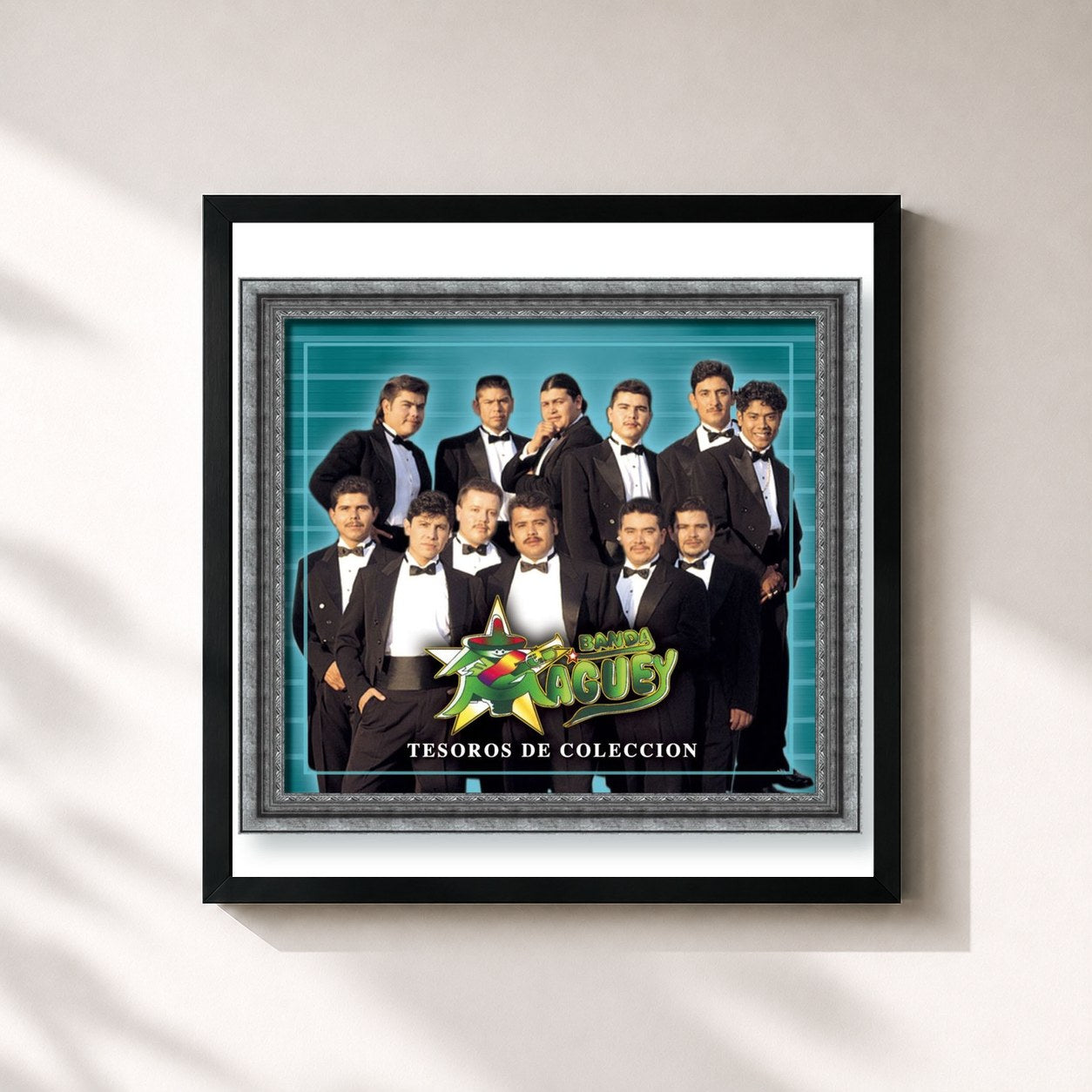 #noir Tableau carré de l'album Tesoros de Coleccion de Banda Maguey, cadre noir 32x32 cm