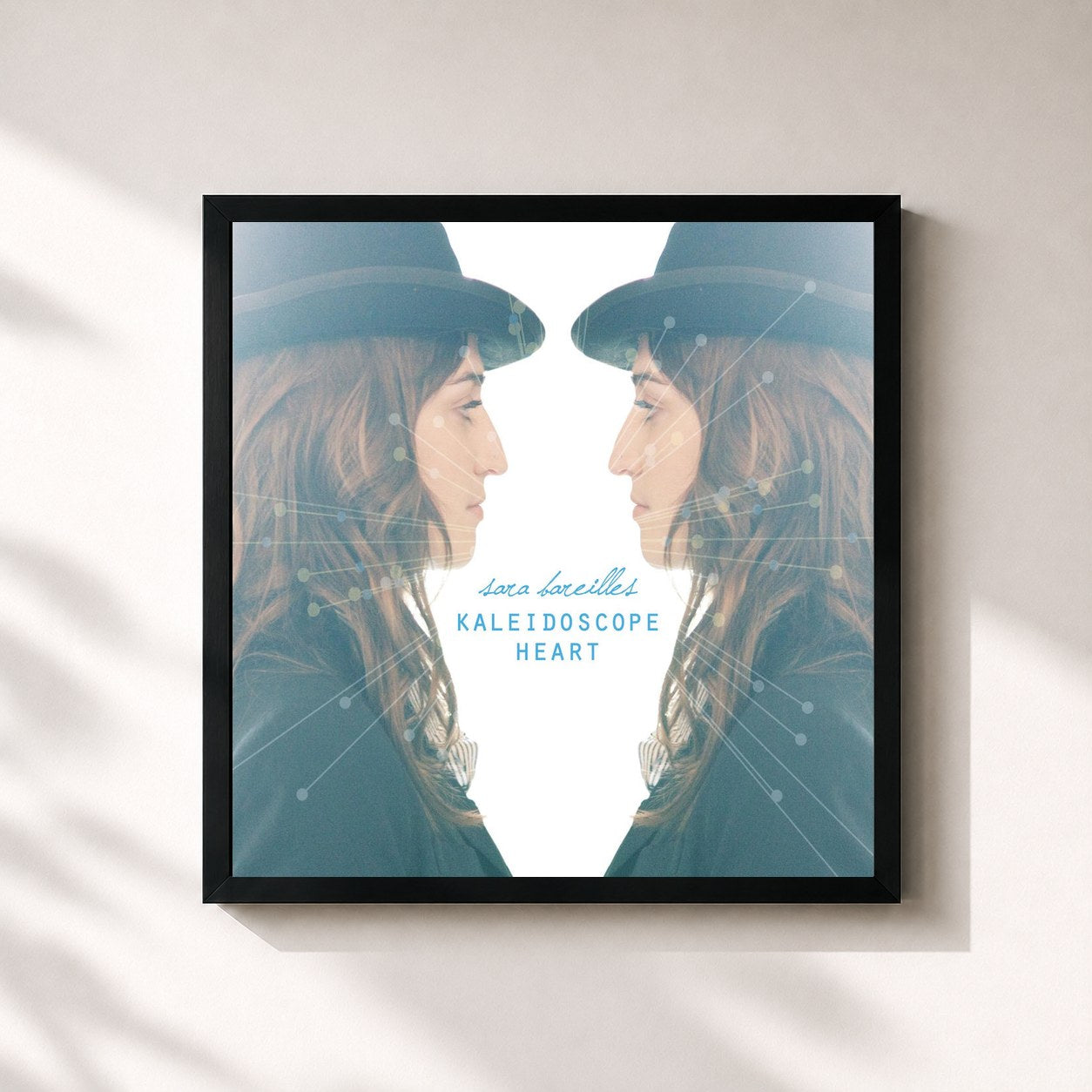 #noir Tableau carré de l'album Kaleidoscope Heart de Sara Bareilles, cadre noir 32x32 cm