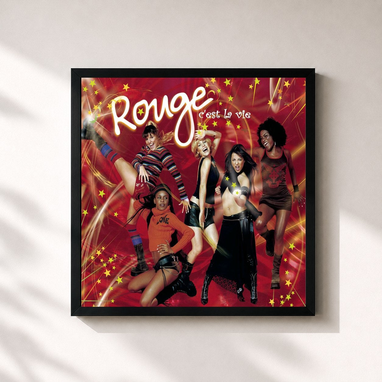 #noir Tableau carré de l'album C' Est La Vie de Rouge, cadre noir 32x32 cm