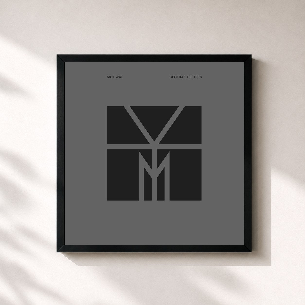 #noir Tableau carré de l'album Central Belters de Mogwai, cadre noir 32x32 cm