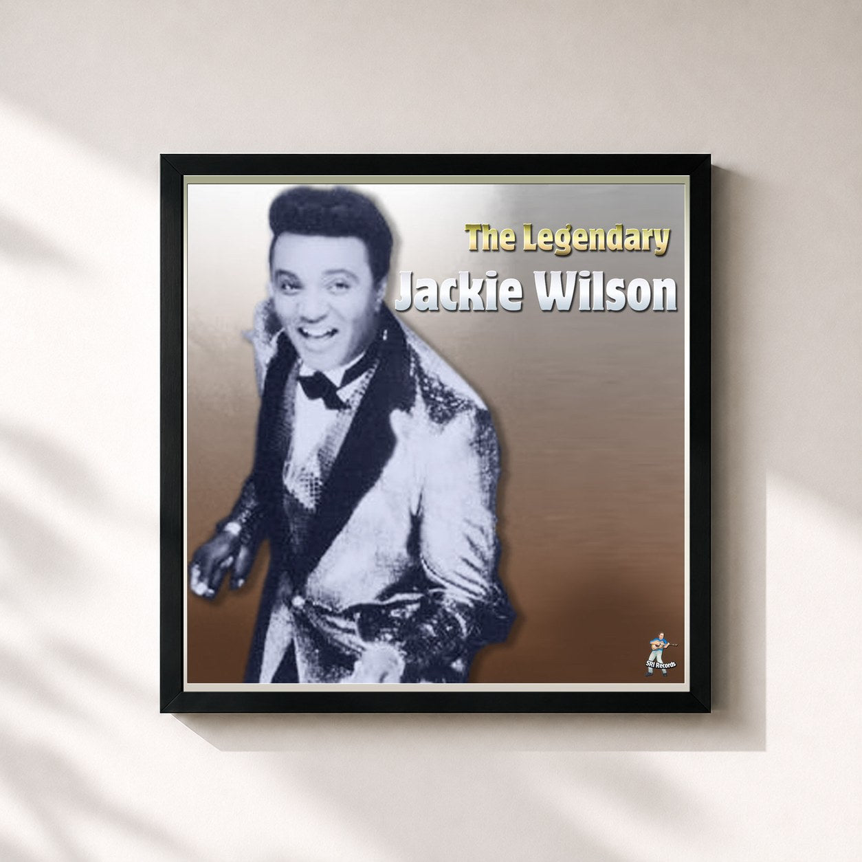 #noir Tableau carré de l'album The Legendary Jackie Wilson de Jackie Wilson, cadre noir 32x32 cm