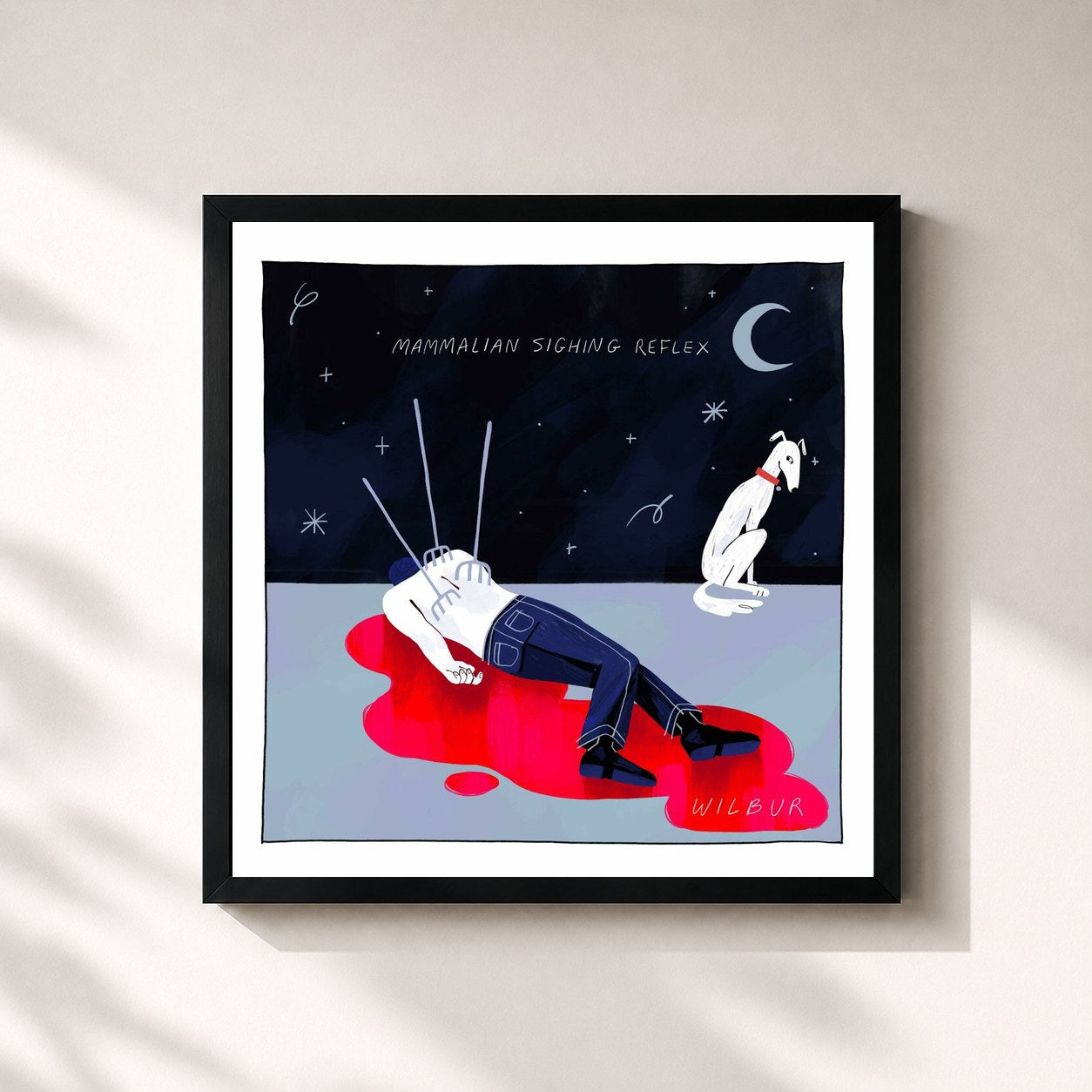 #noir Tableau carré de l'album Mammalian Sighing Reflex de Wilbur Soot, cadre noir 32x32 cm