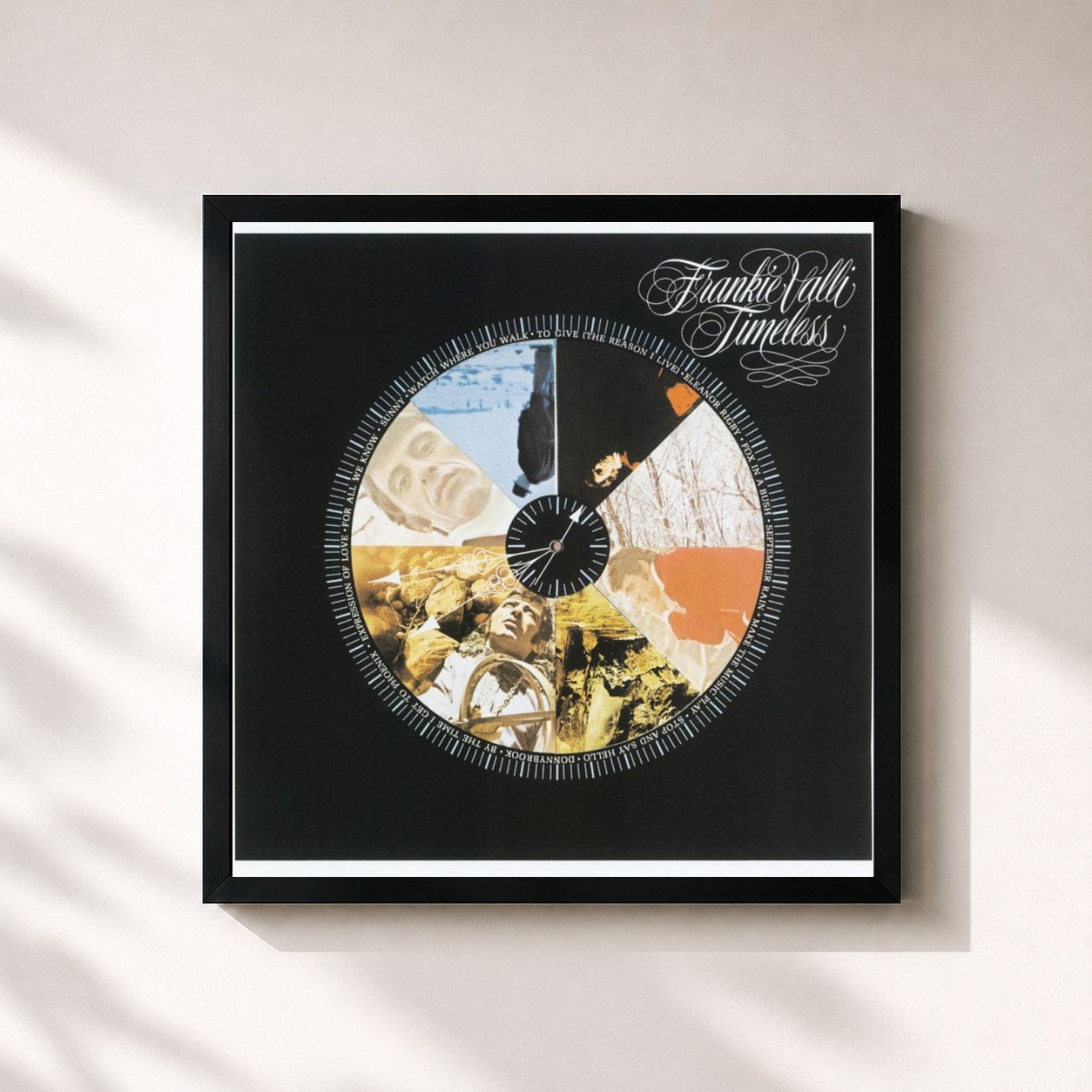 #noir Tableau carré de l'album Timeless de Frankie Valli, cadre noir 32x32 cm