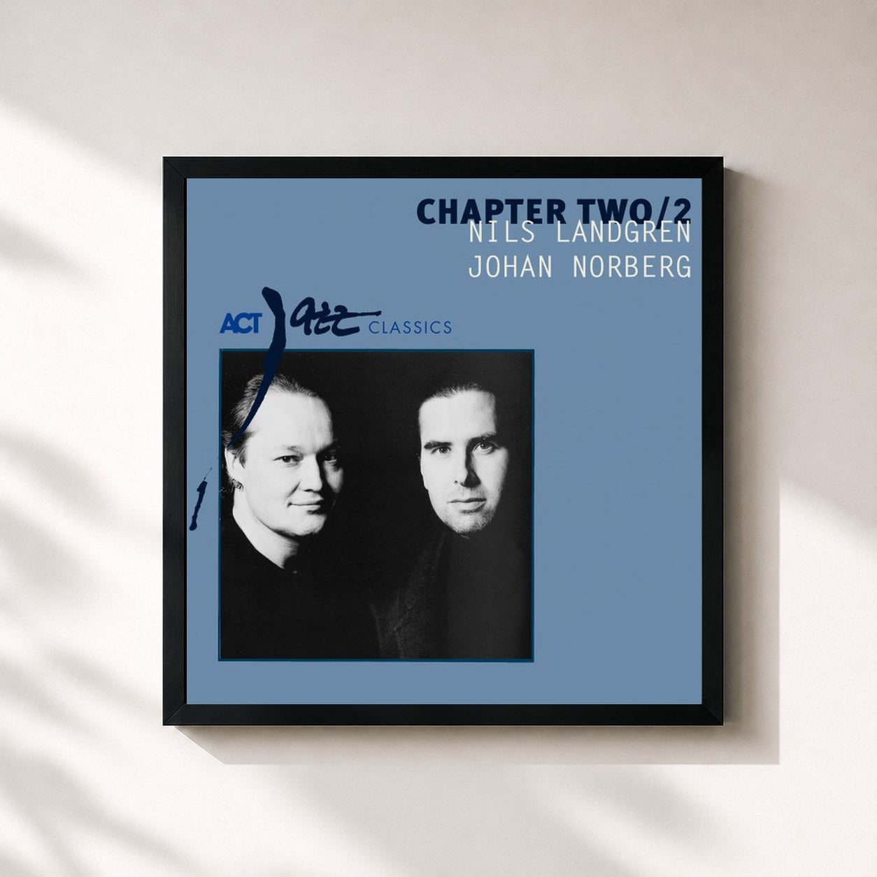 #noir Tableau carré de l'album Chapter Two/2 de Nils Landgren, cadre noir 32x32 cm