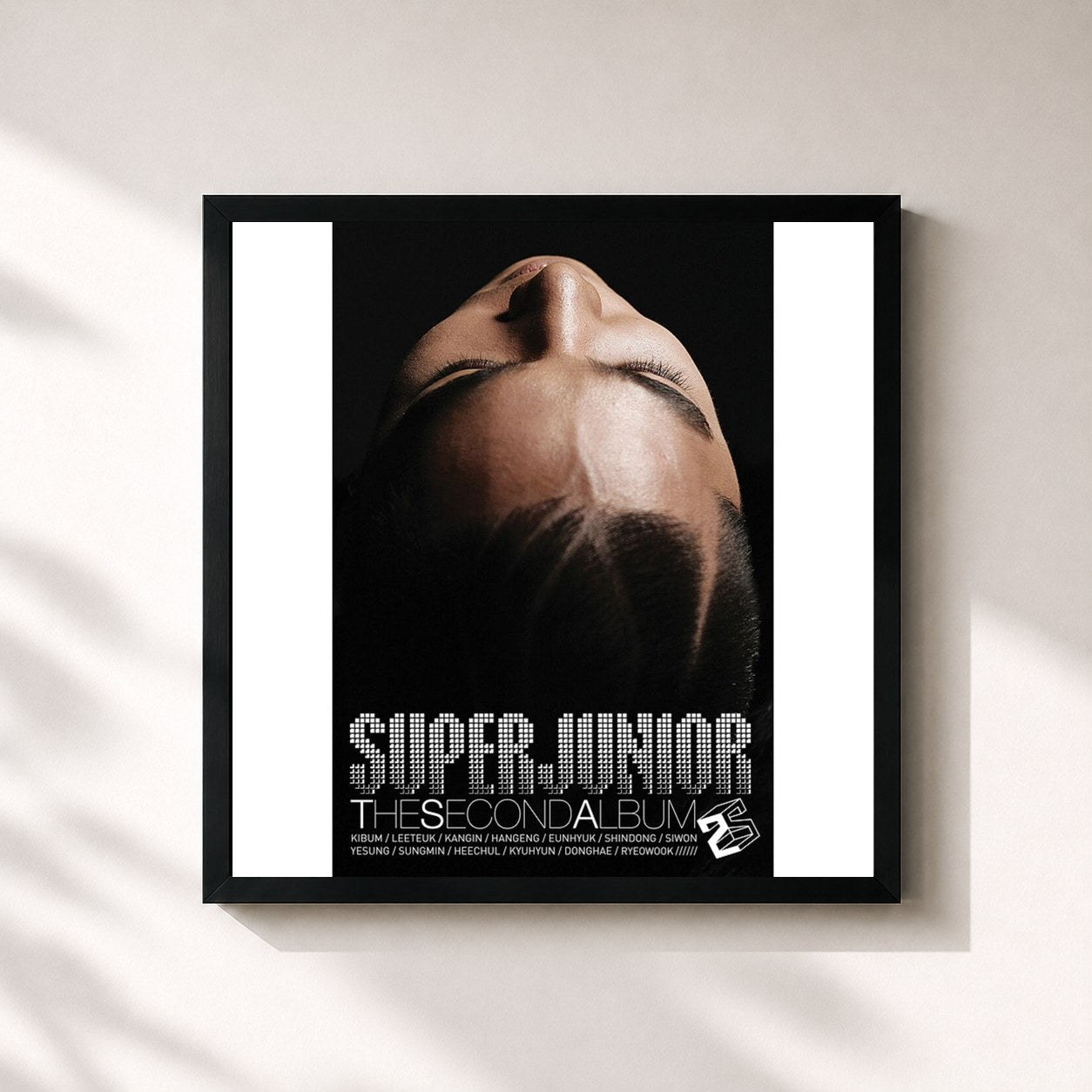 #noir Tableau carré de l'album 돈 돈! Don't Don de SUPER JUNIOR, cadre noir 32x32 cm