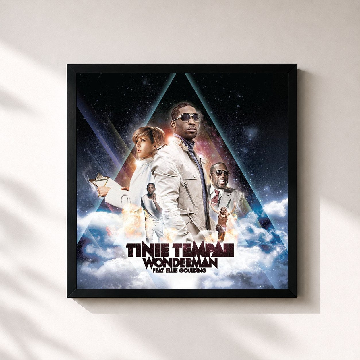 #noir Tableau carré de l'album Wonderman (feat. Ellie Goulding) de Tinie Tempah, cadre noir 32x32 cm