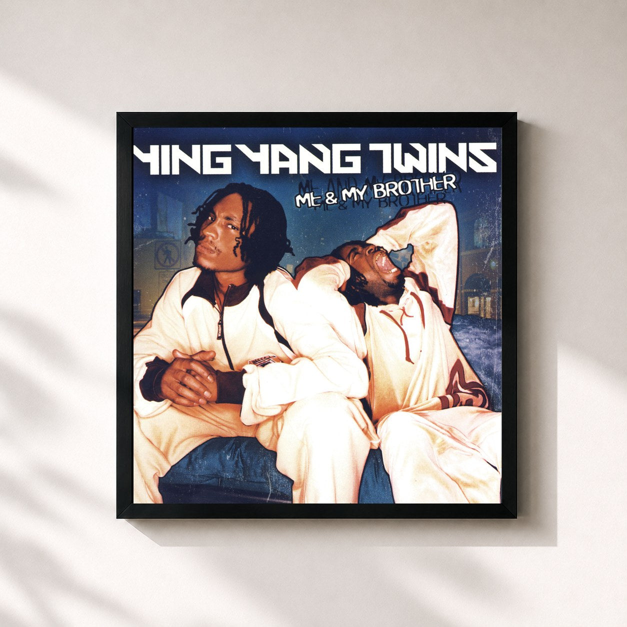 #noir Tableau carré de l'album Me & My Brother - Clean de Ying Yang Twins, cadre noir 32x32 cm