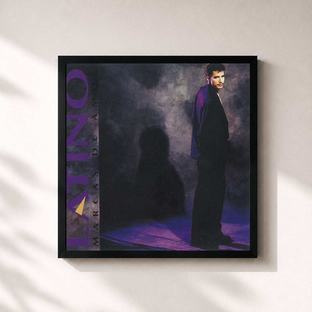 #noir Tableau carré de l'album Marcas De Amor de Latino, cadre noir 32x32 cm